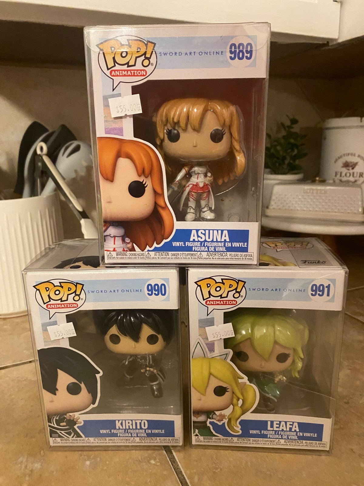Funko Pop! Sword Art Online Set of 3 Figures #989 thru #991 w Protectors
