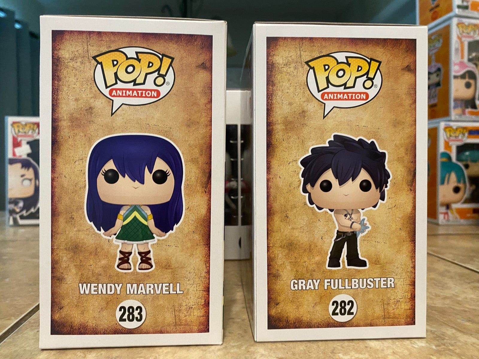Funko Pop Complete Fairy Tail of 5 #282 thru #286 Gray, Wendy, Ezra, Carla, Swim