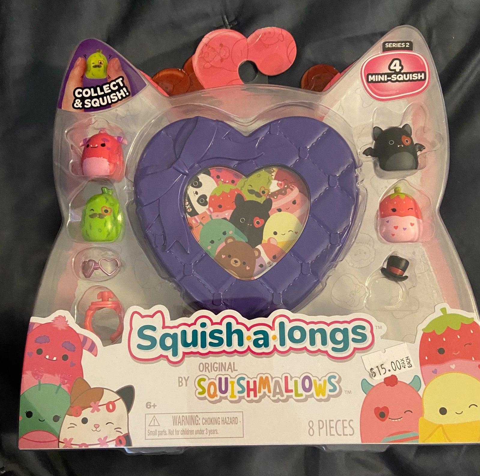 Squishalongs Squishmallows Series 2 New in Box 4 mini-Squish plus Case and Ring