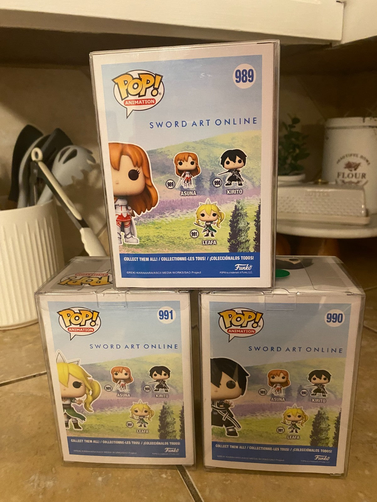 Funko Pop! Sword Art Online Set of 3 Figures #989 thru #991 w Protectors