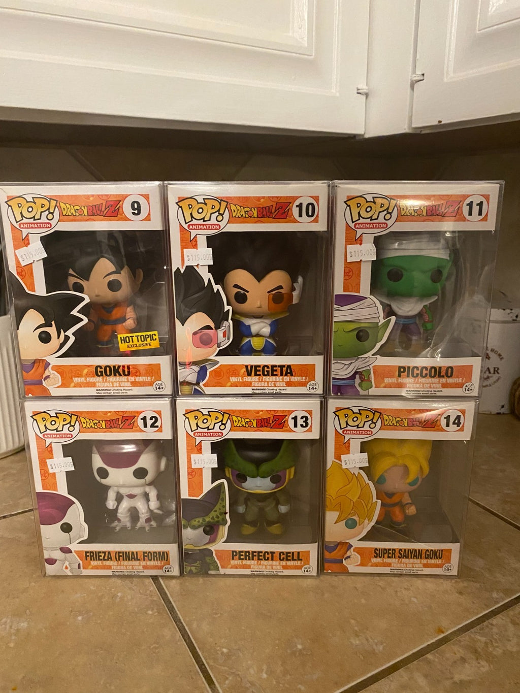Funko Pop! Dragonball Z set of 6 figures #9 thru #14 w Protectors
