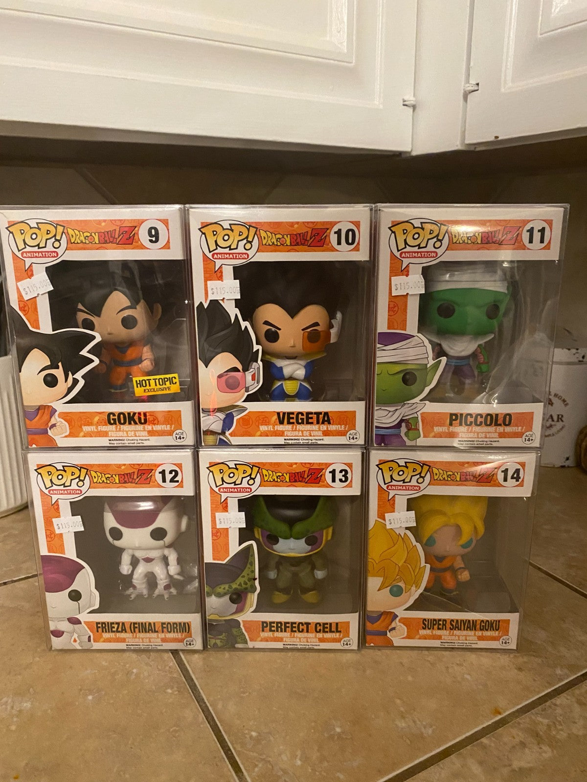 Funko Pop! Dragonball Z set of 6 figures #9 thru #14 w Protectors