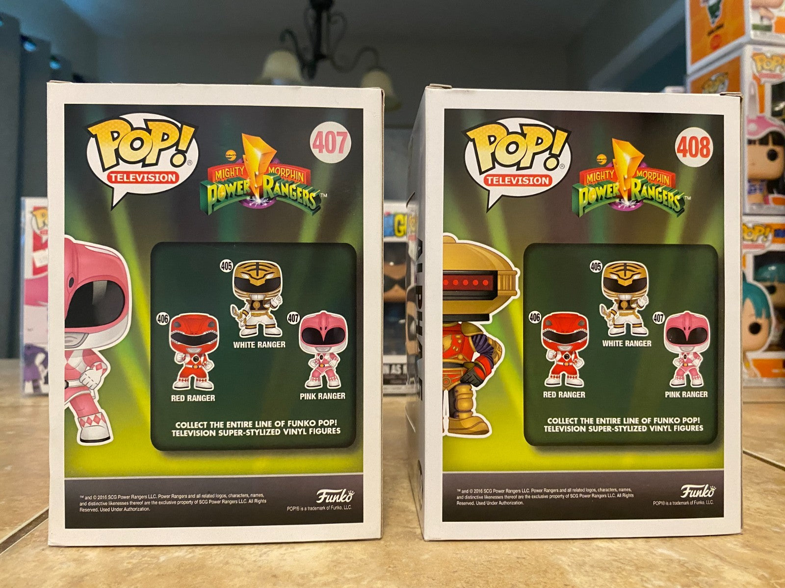 Funko Pop! Mighty Morphin Power Rangers Set #405 thru #408 with Soft Protectors