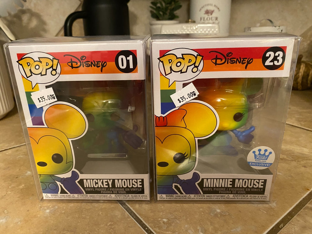 Mickey Mouse Pop #01 & Minnie Mouse Pop #23 Funko Pop Set Exclusive Pride Pops