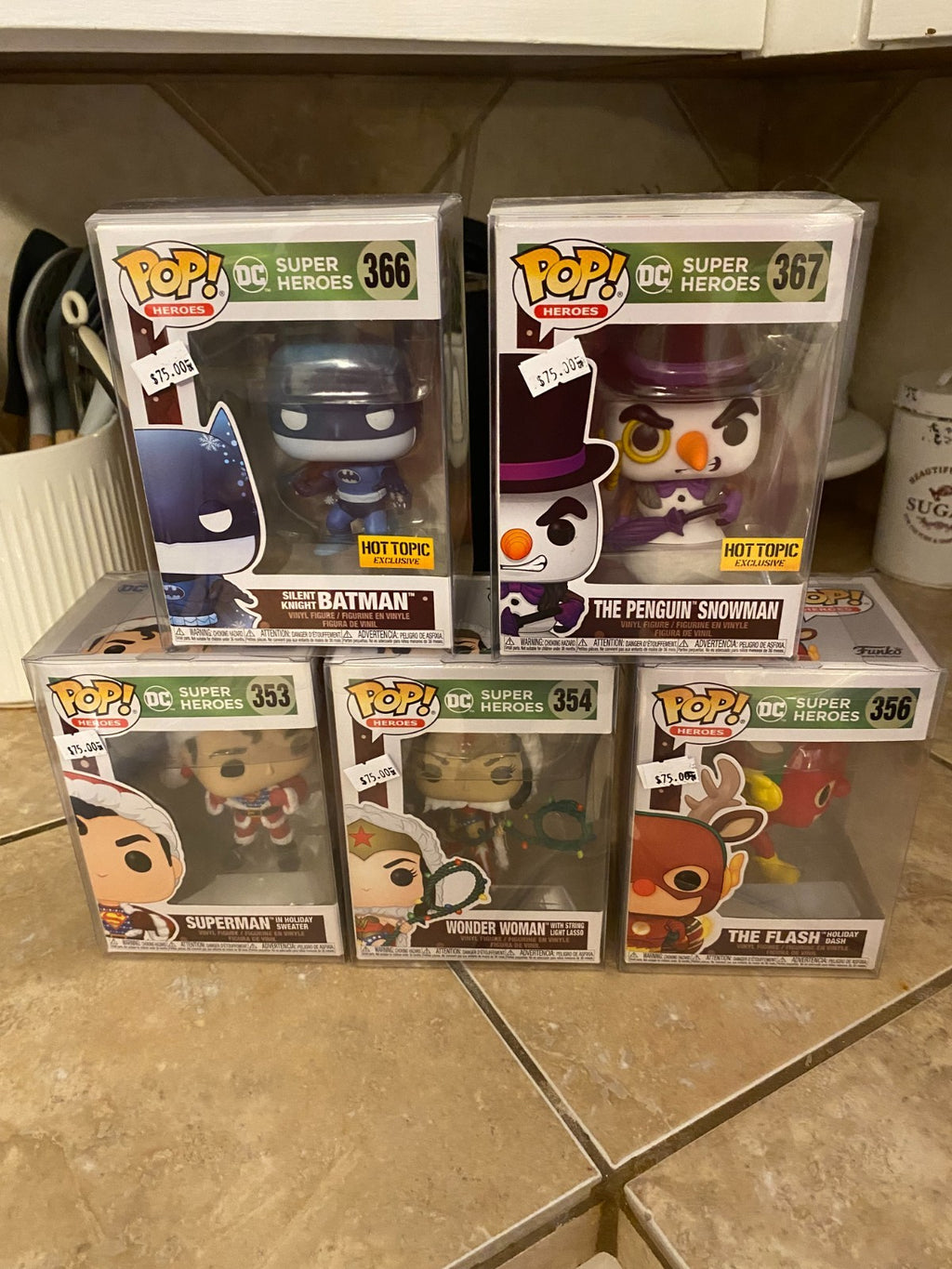 Funko Pop! DC Christmas Super Hero 5pc Set w Protectors