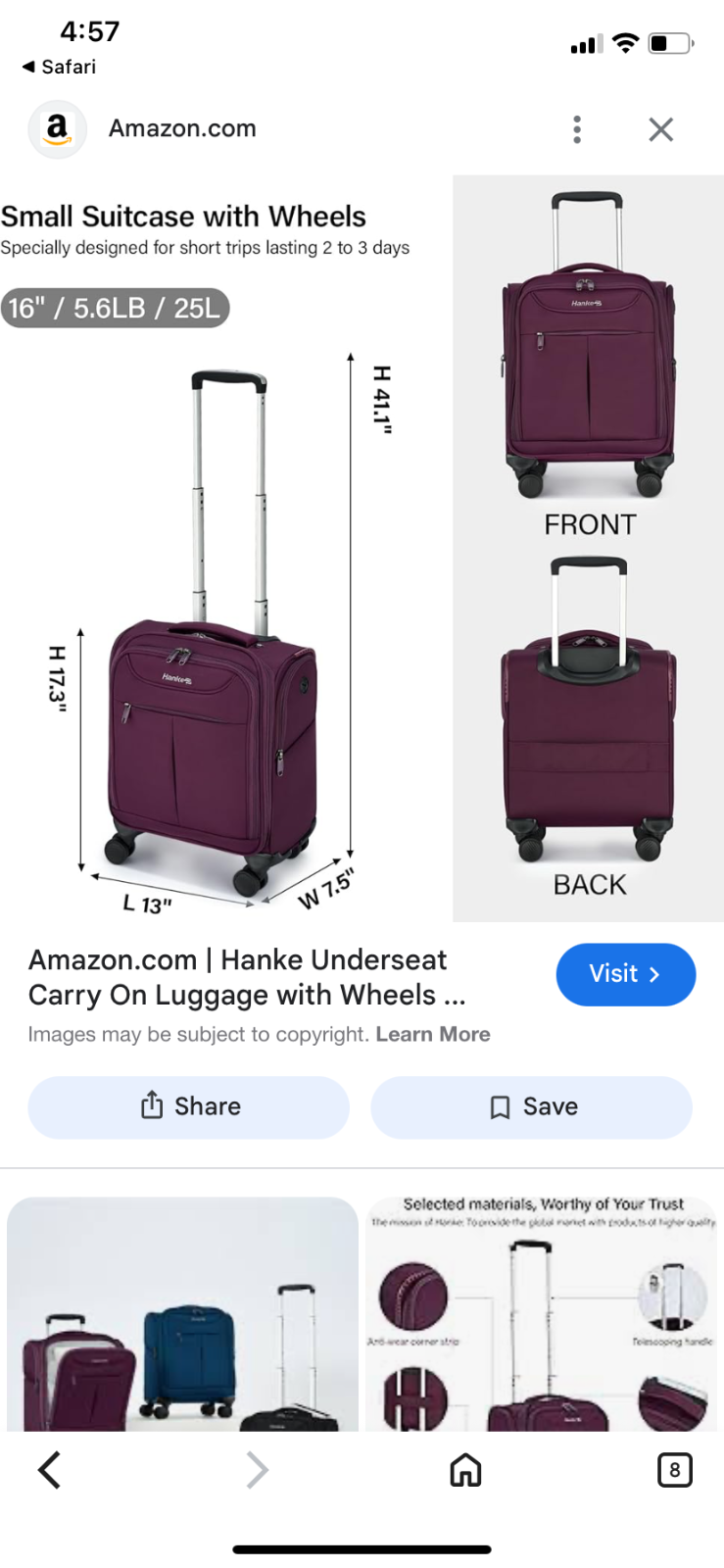 Underseater Carry-On Luggage Airline Approved with Spinner Wheels, 16 Inch