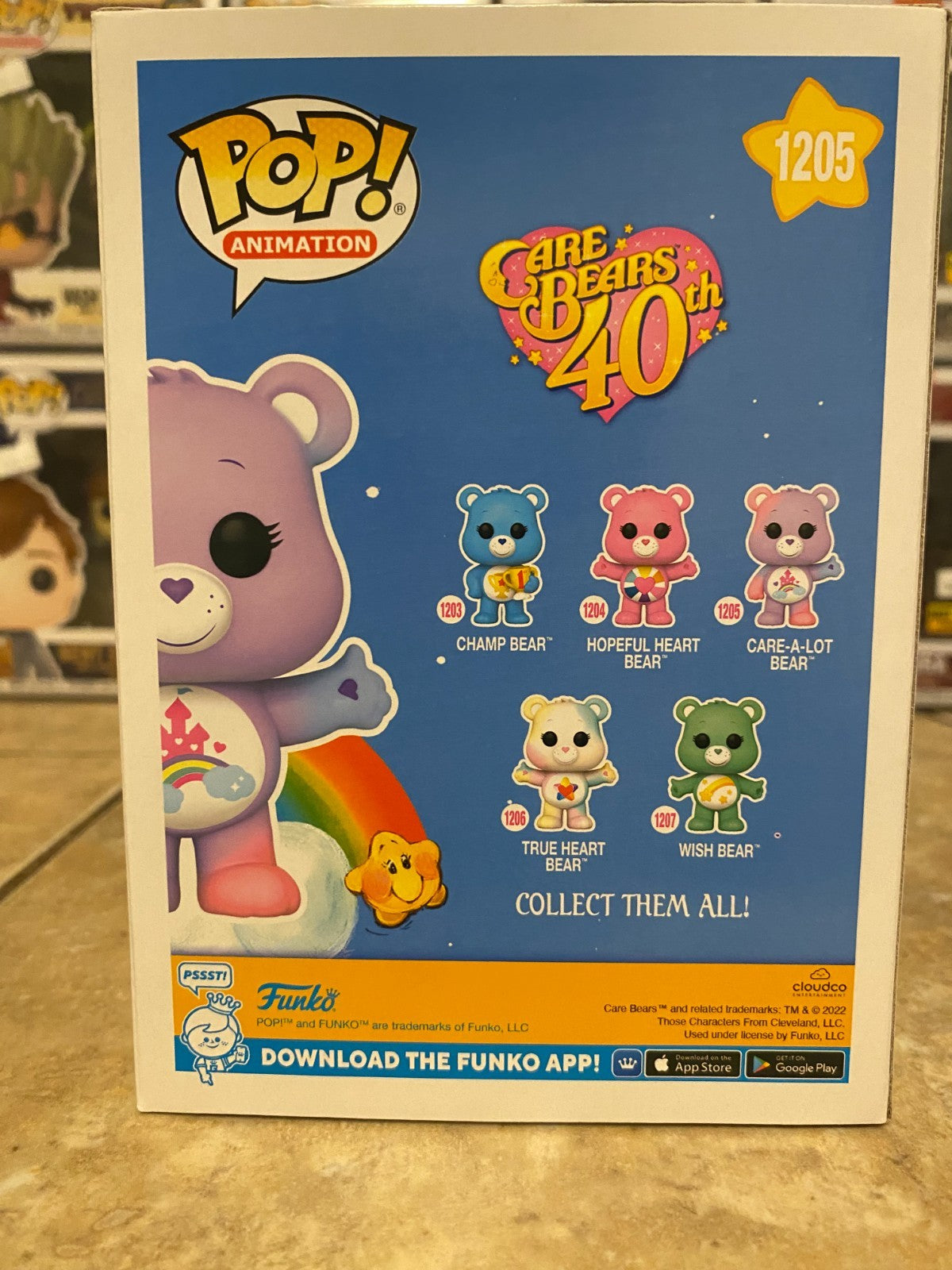 Funko POP! Animation Care Bears 40th CARE-A-LOT BEAR #1205 CHASE w/ Protector