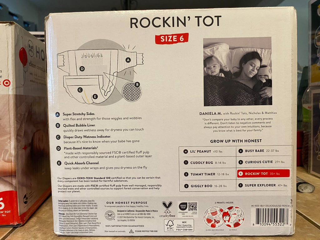 Honest Company Clean Conscious Disposable Diapers Size 6, 40 Count