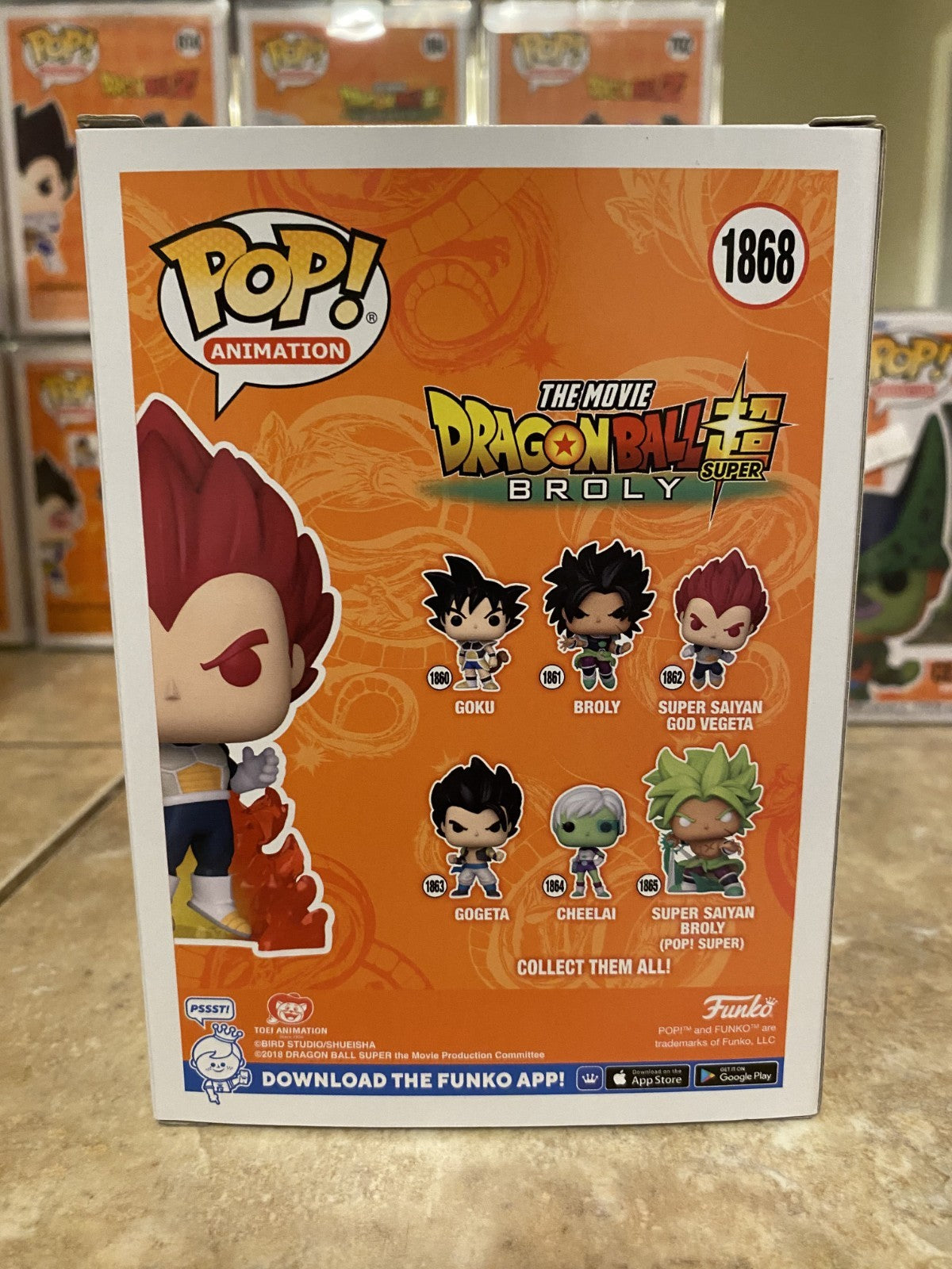 Funko Pop! The Movie Dragon Ball Broly #1868 Super Saiyan God Vegeta w Protector