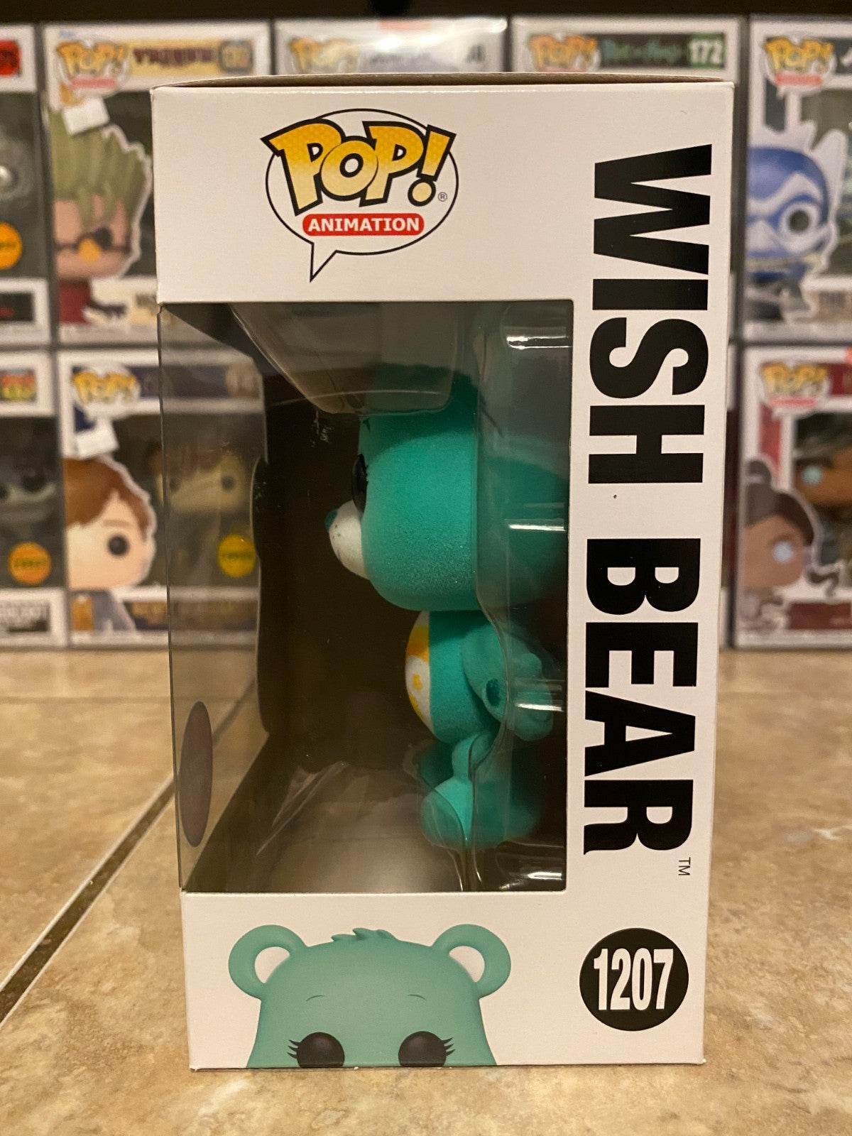 Funko POP! Care Bears 40th Anniversary Wish Bear #1207 Chase Flocked w Protector