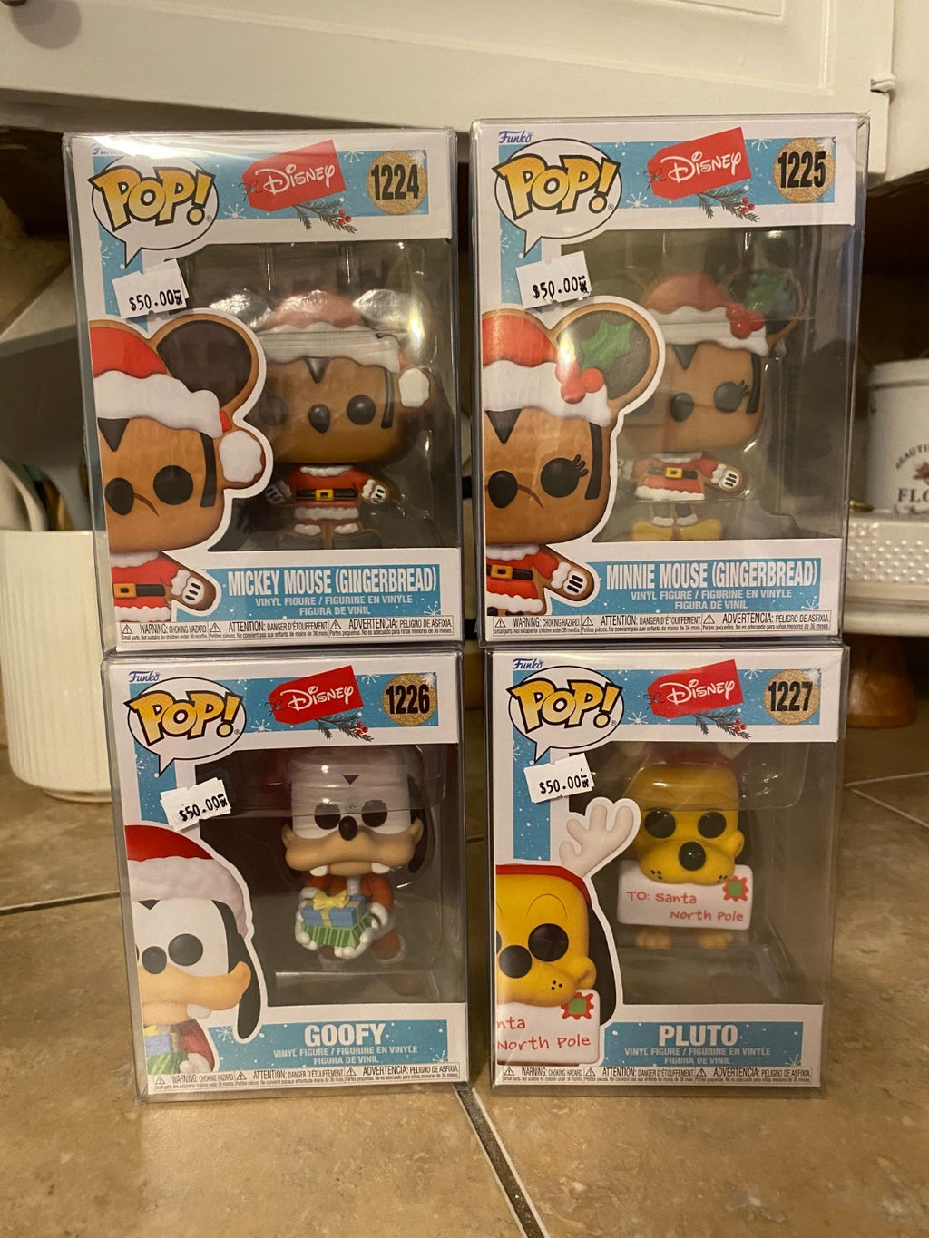 Funko Pop! Disney Christmas Set of 4 Figures #1224-1227 with Protectors