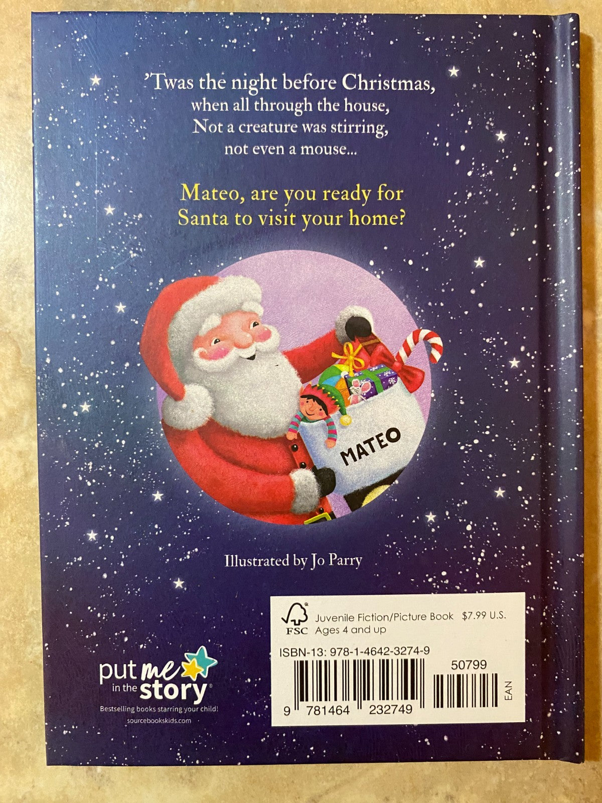'Twas The Night Before Christmas Hardcover Book Personalized Name (Mateo)