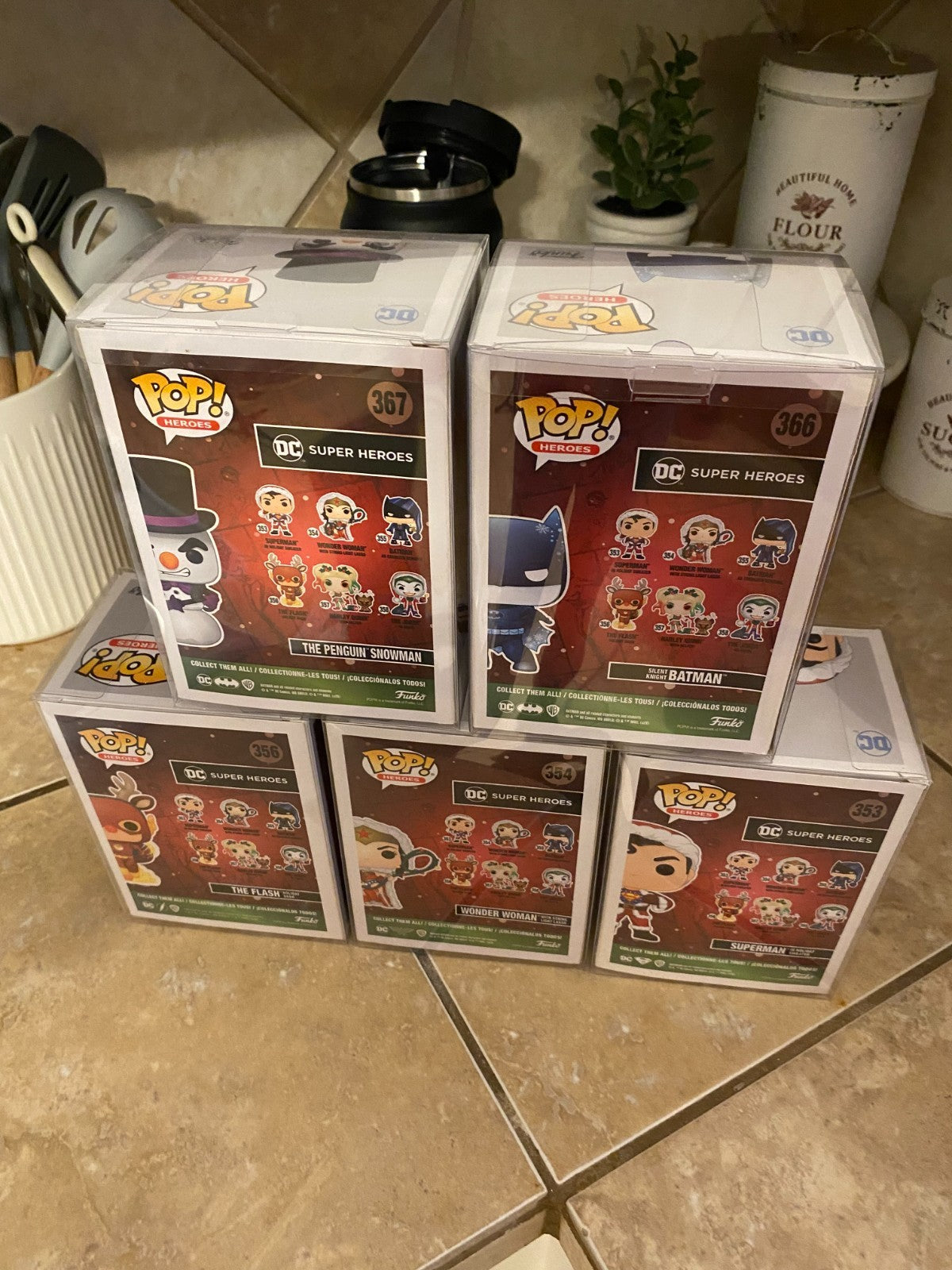 Funko Pop! DC Christmas Super Hero 5pc Set w Protectors