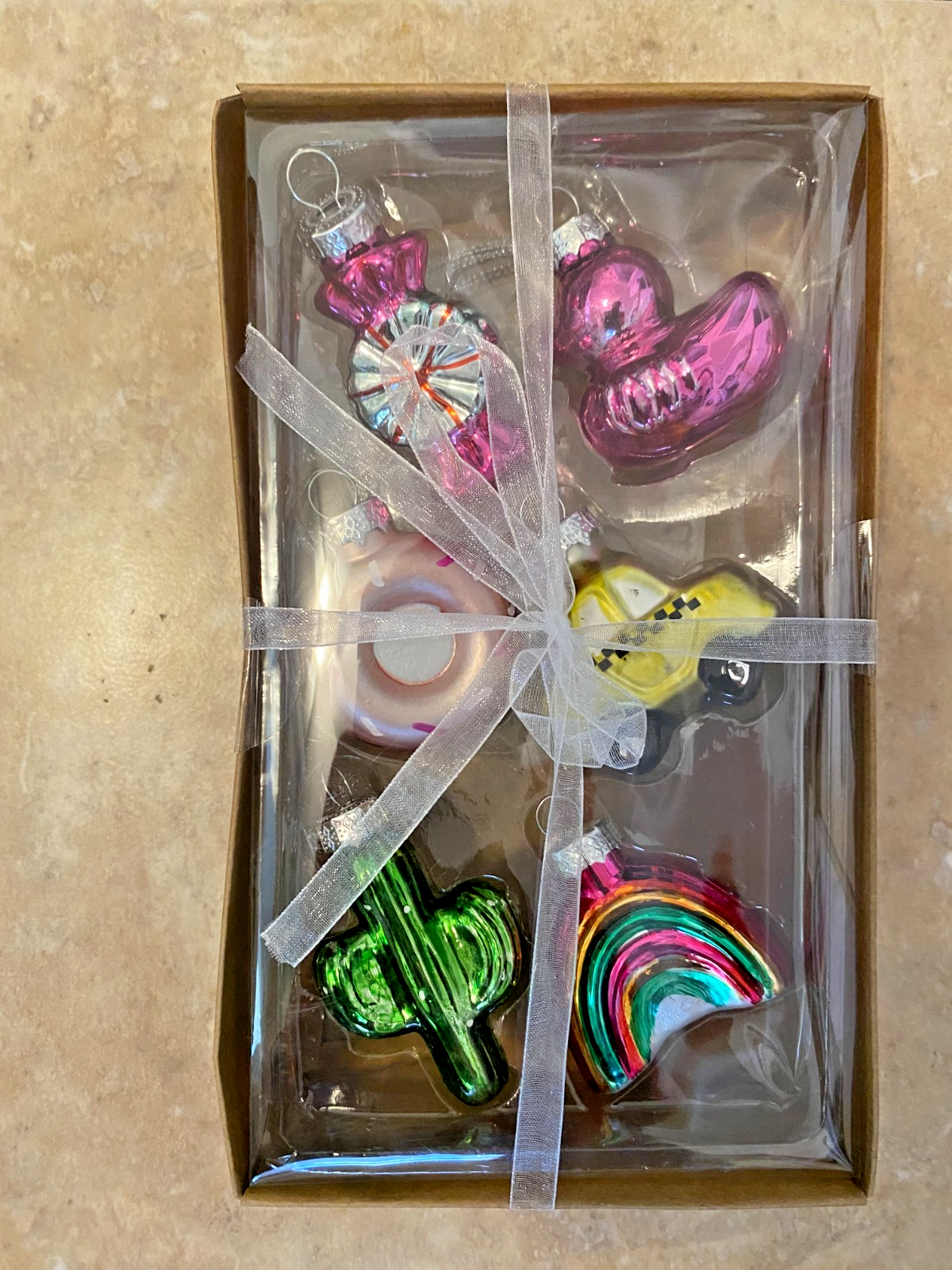 Mini Glass Ornaments Catus Rainbow Duck Taxi Candy Donut Longest 3"
