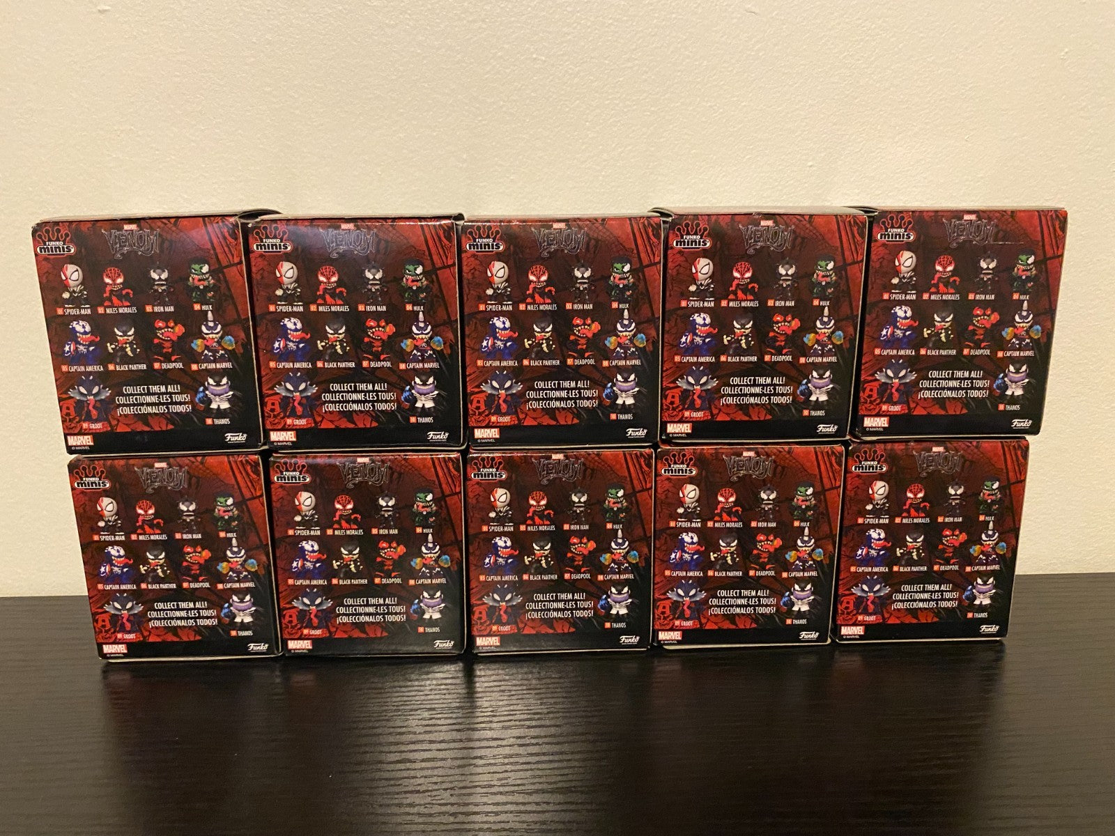 Funko Minis Marvel Venomized Lot Of 10 & Display Box,in Great Condition