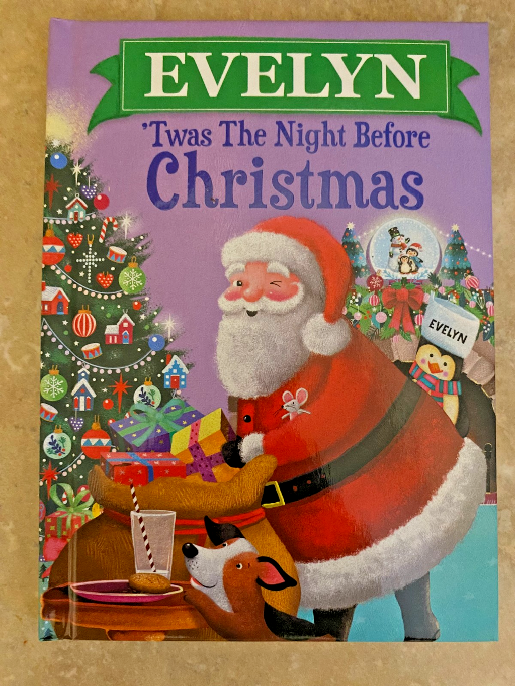'Twas The Night Before Christmas Hardcover Book Personalized Name (Evelyn)