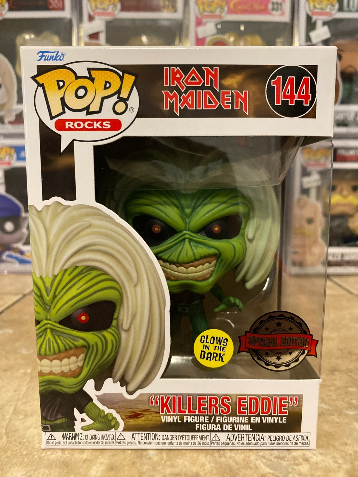 Funko Pop! Iron Maiden "Killers Eddie" #144 Glow Special Ed Figure W/PROTECTOR