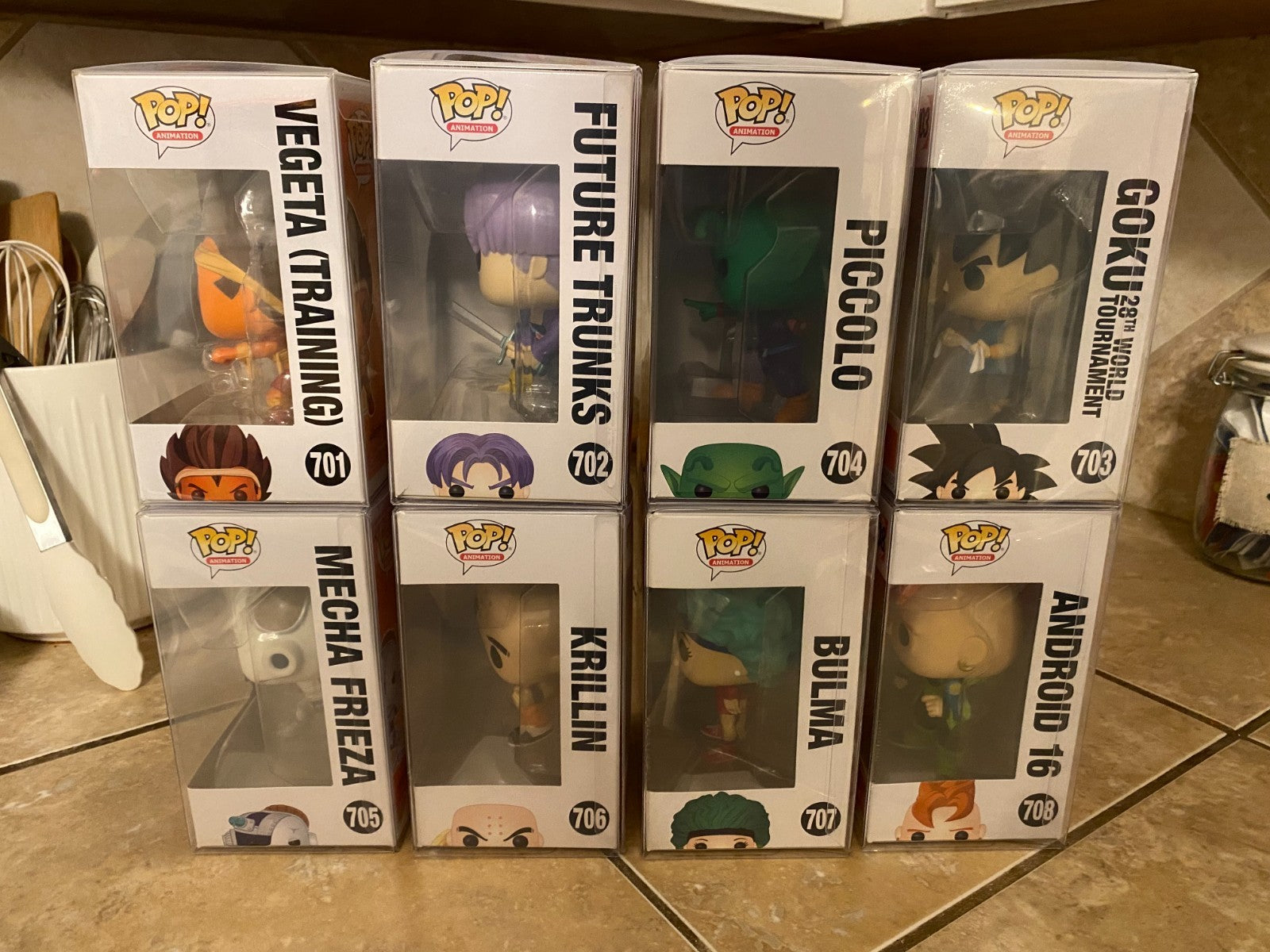 Funko Pop! Dragon Ball Z Full Common Set of 8 Figures #701- #708 w Protectors