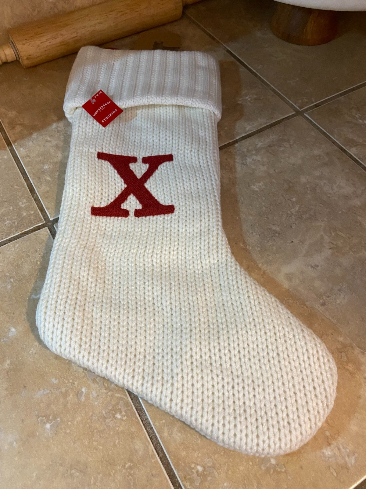 Wondershop Cable Knit Monogram Stocking (Red/White Letter X) X-mas