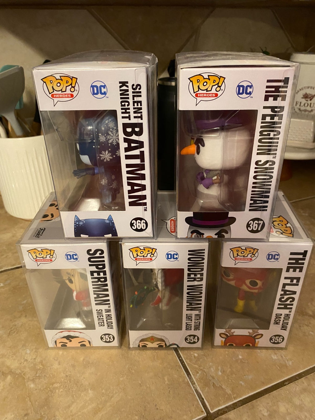 Funko Pop! DC Christmas Super Hero 5pc Set w Protectors
