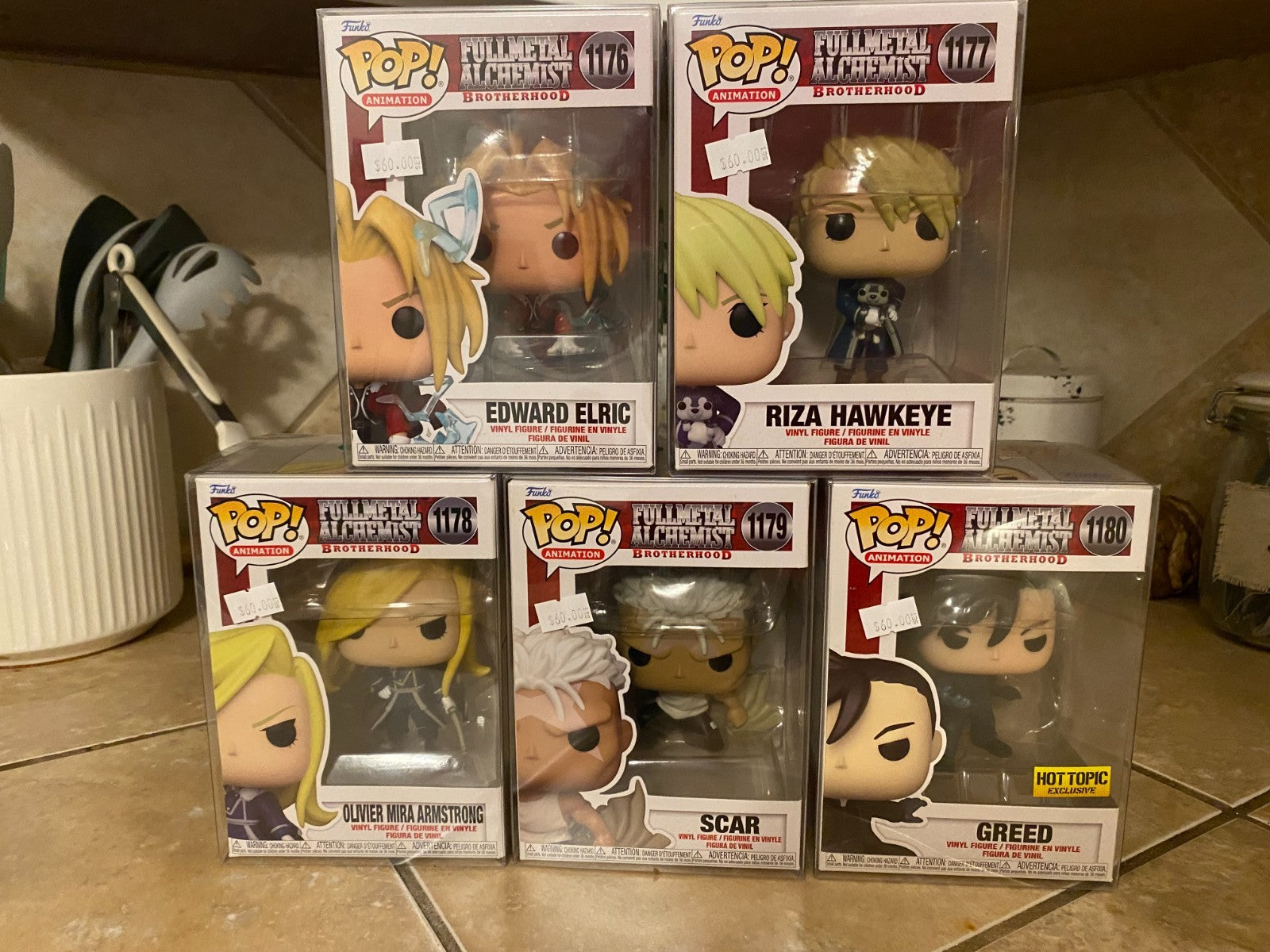 Funko Pop! Full Metal Alchemist/Brotherhood Set #1176 thru #1180 w Protectors