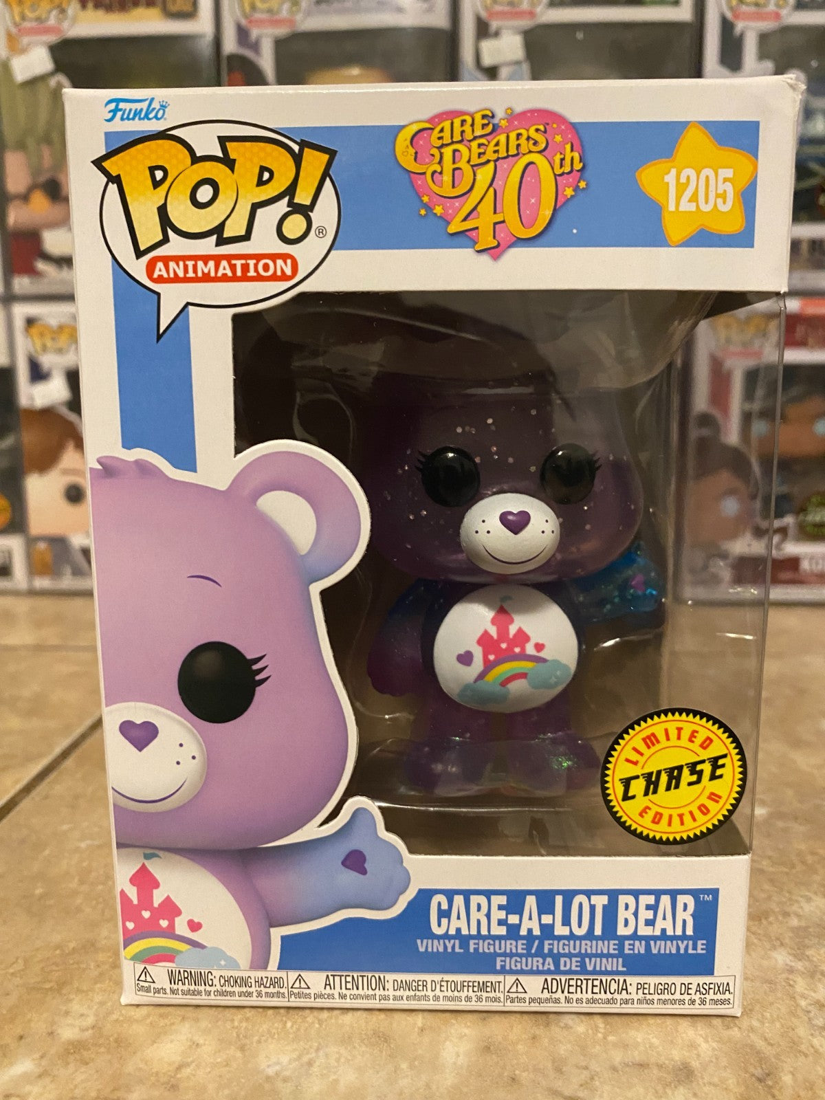 Funko POP! Animation Care Bears 40th CARE-A-LOT BEAR #1205 CHASE w/ Protector