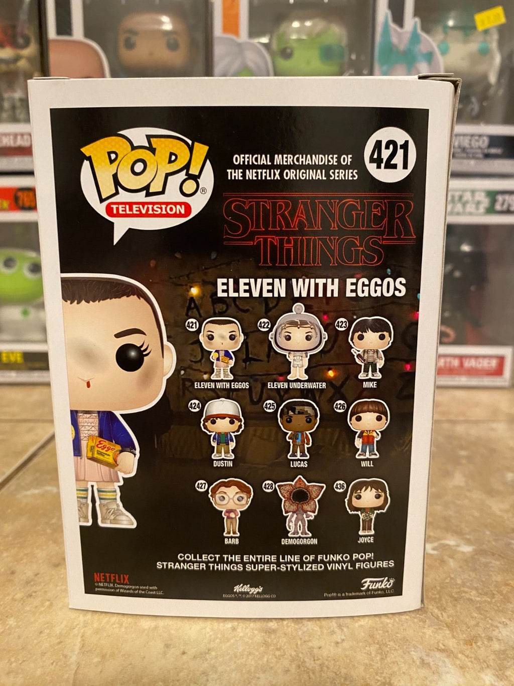 Stranger Things Eleven with Eggos # 421 Vinyl Figure Funko Pop w Protector