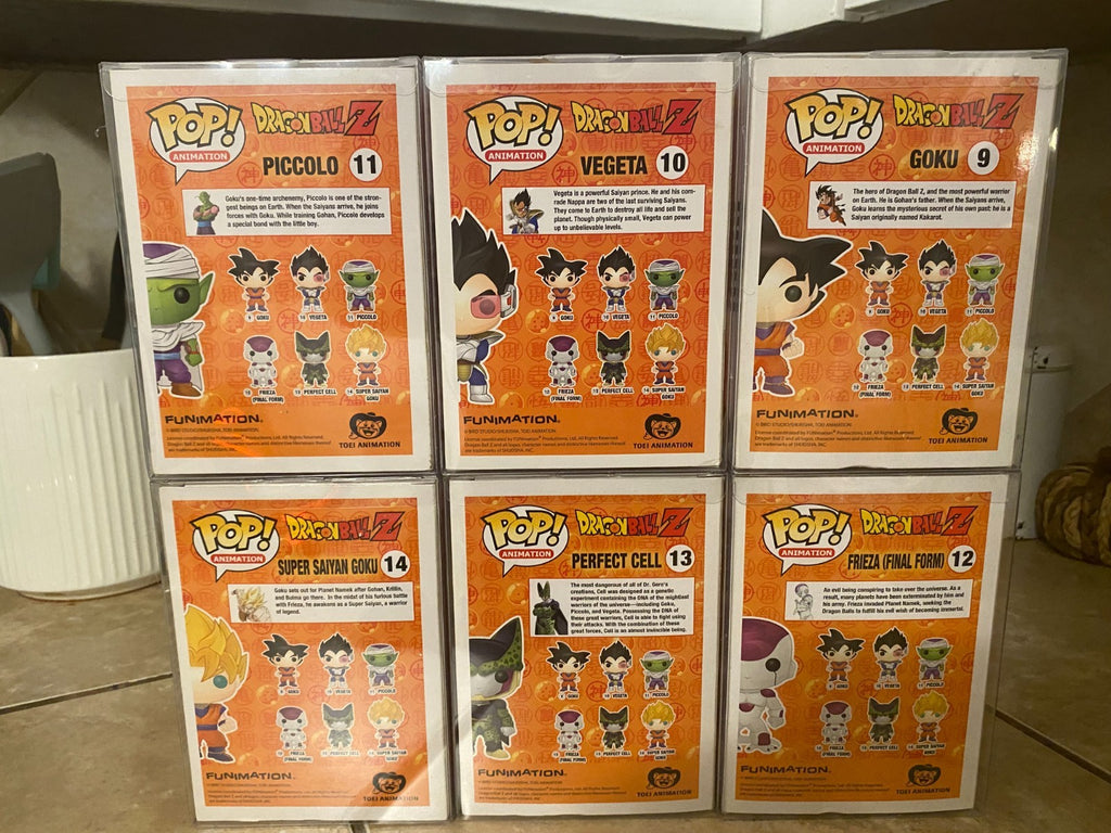 Funko Pop! Dragonball Z set of 6 figures #9 thru #14 w Protectors