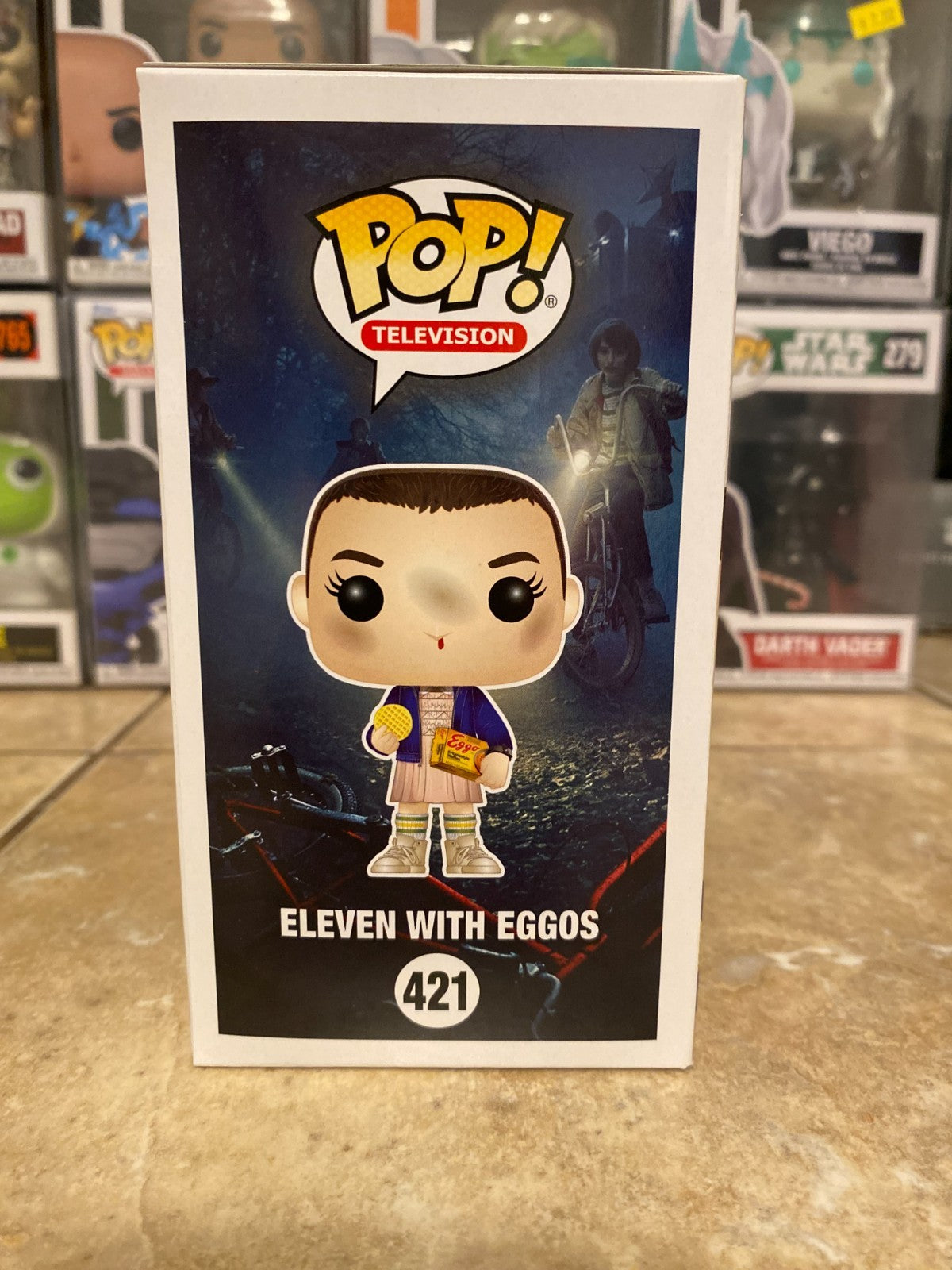 Stranger Things Eleven with Eggos # 421 Vinyl Figure Funko Pop w Protector