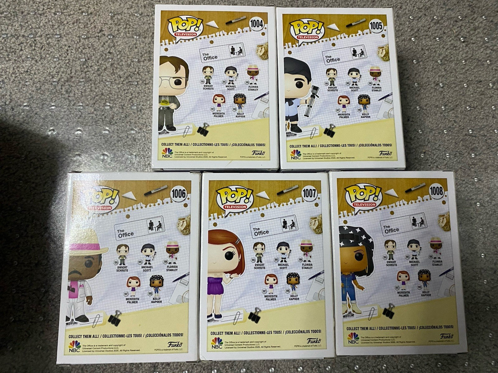 Funko The Office Complete Set #1004, 1005, 1006, 1007, 1008 Near/Mint Condition