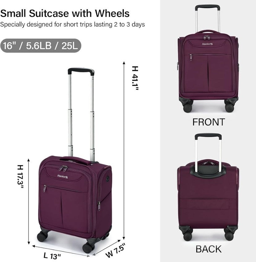 Underseater Carry-On Luggage Airline Approved with Spinner Wheels, 16 Inch