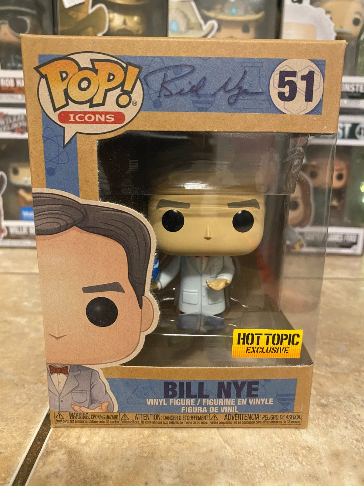 Funko Pop! Icons! BILL NYE Science Guy Hot Topic Vinyl Figure #51 w Protector