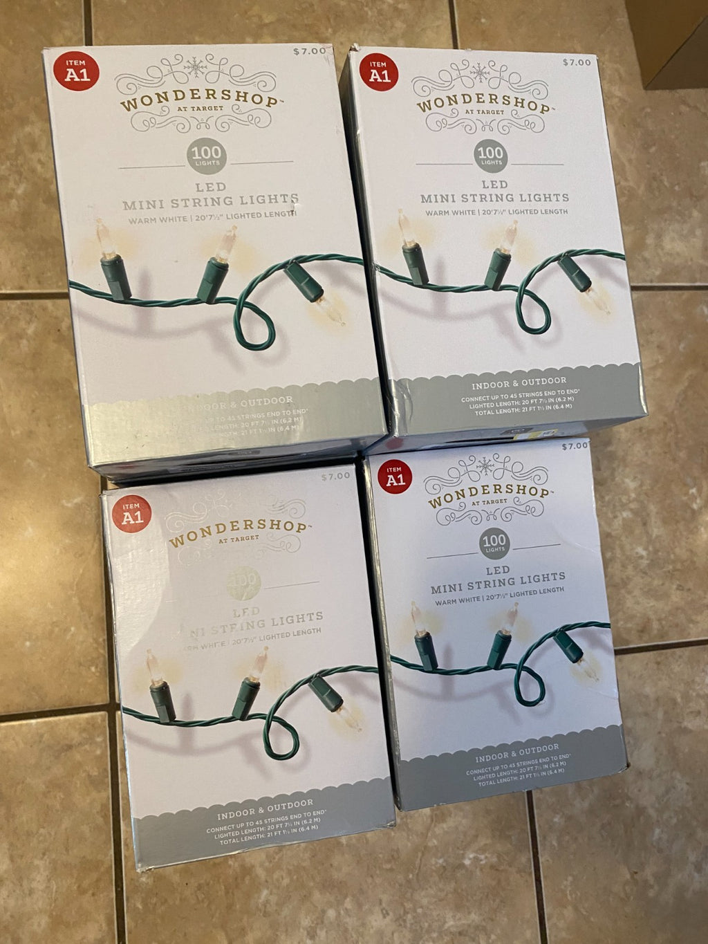 100 Ct Mini String Lights/Warm White 20ft & 7" and 1/2  in Lighted Length