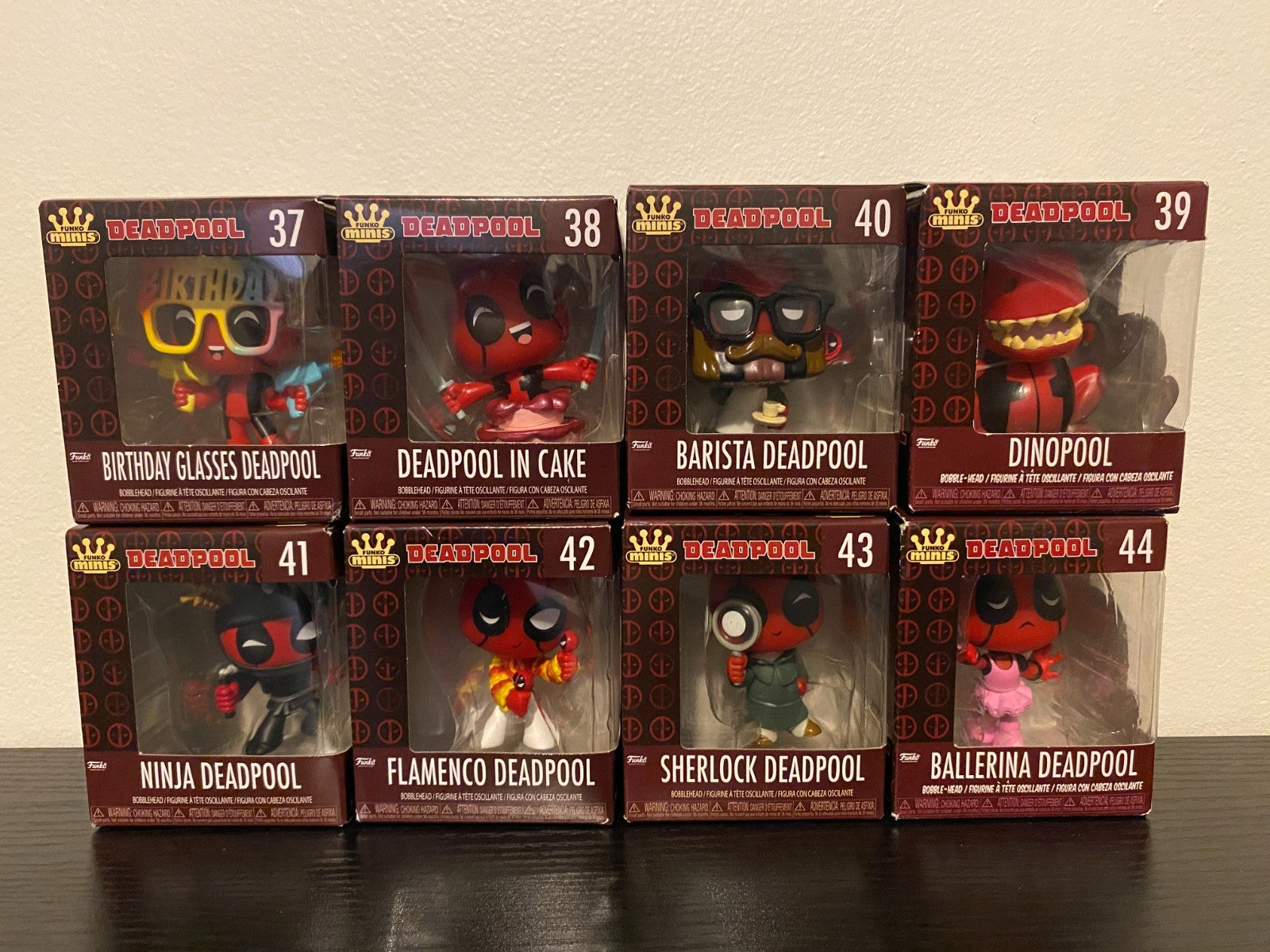 Funko Mini’s Deadpool Bobble- Heads. NEW, Sealed. Lot Of 8, 30th Anniversary.