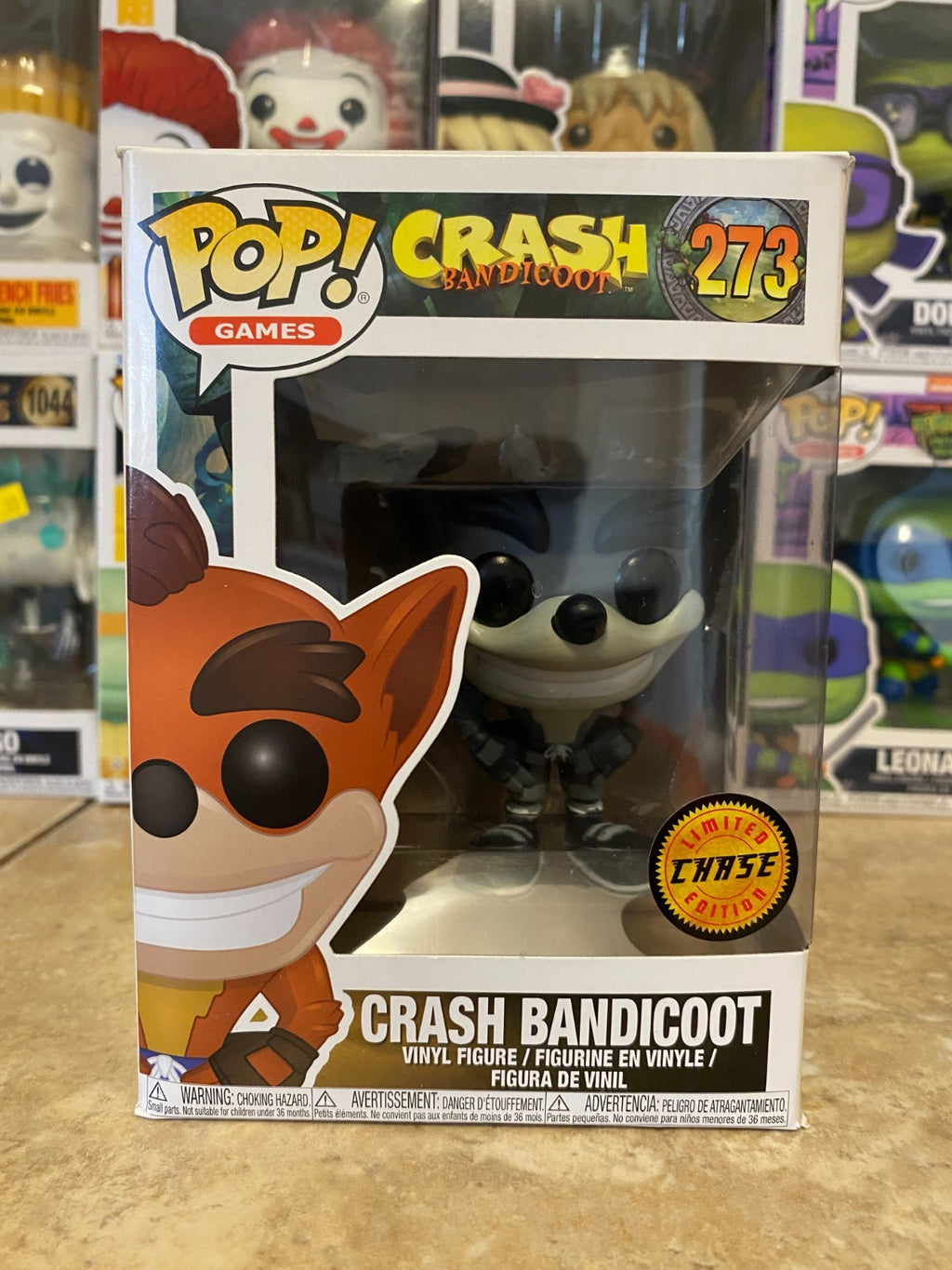 FUNKO POP! GAMES: GREY CRASH BANDICOOT # 273 LIMITED CHASE EDITION w PROTECTOR