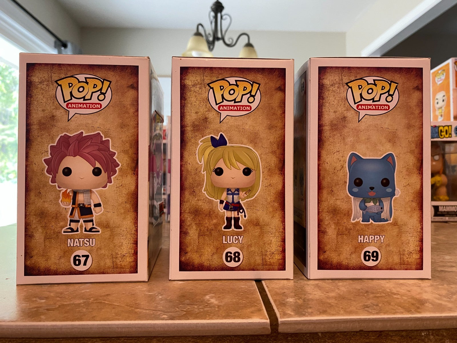 Fairy Tail Funko Lot #67 Natsu, #68 Lucy & #69 Happy Hot Topic Ex. Set