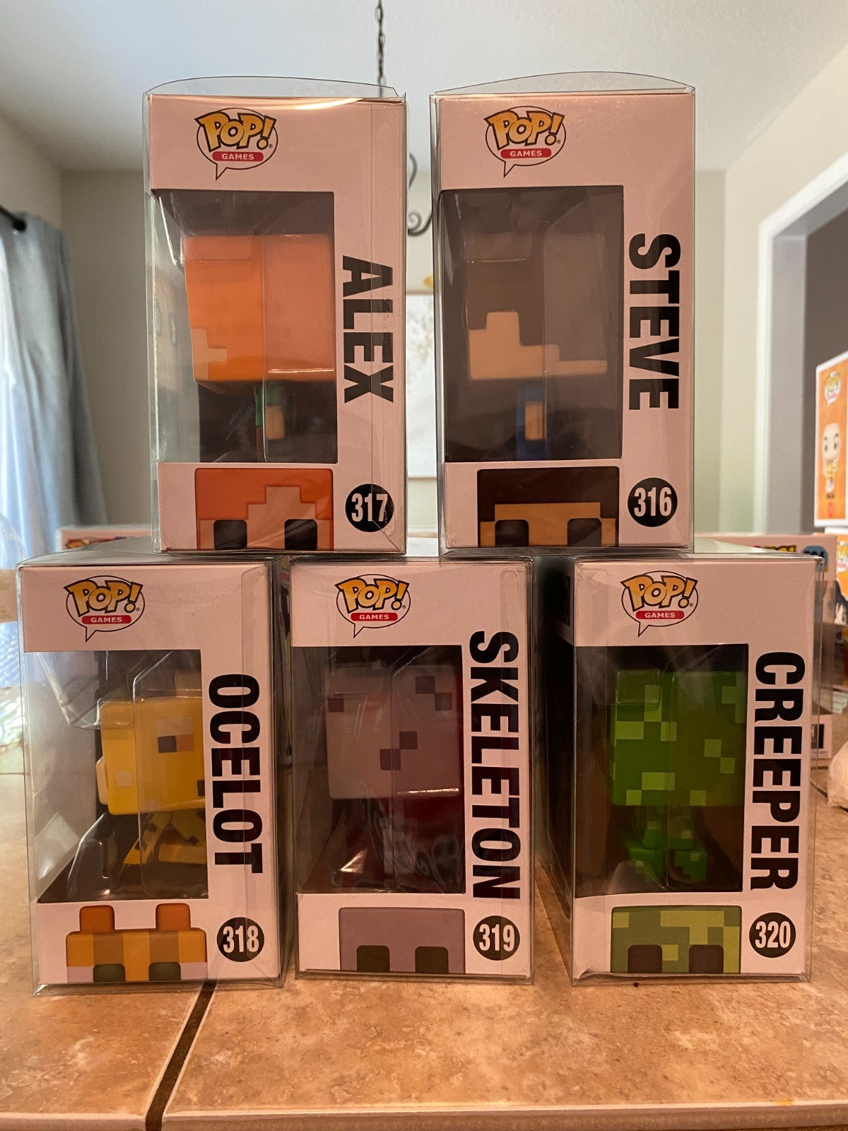 Funko Pop Minecraft 316-320 Lot Of 5 with Soft Protectors