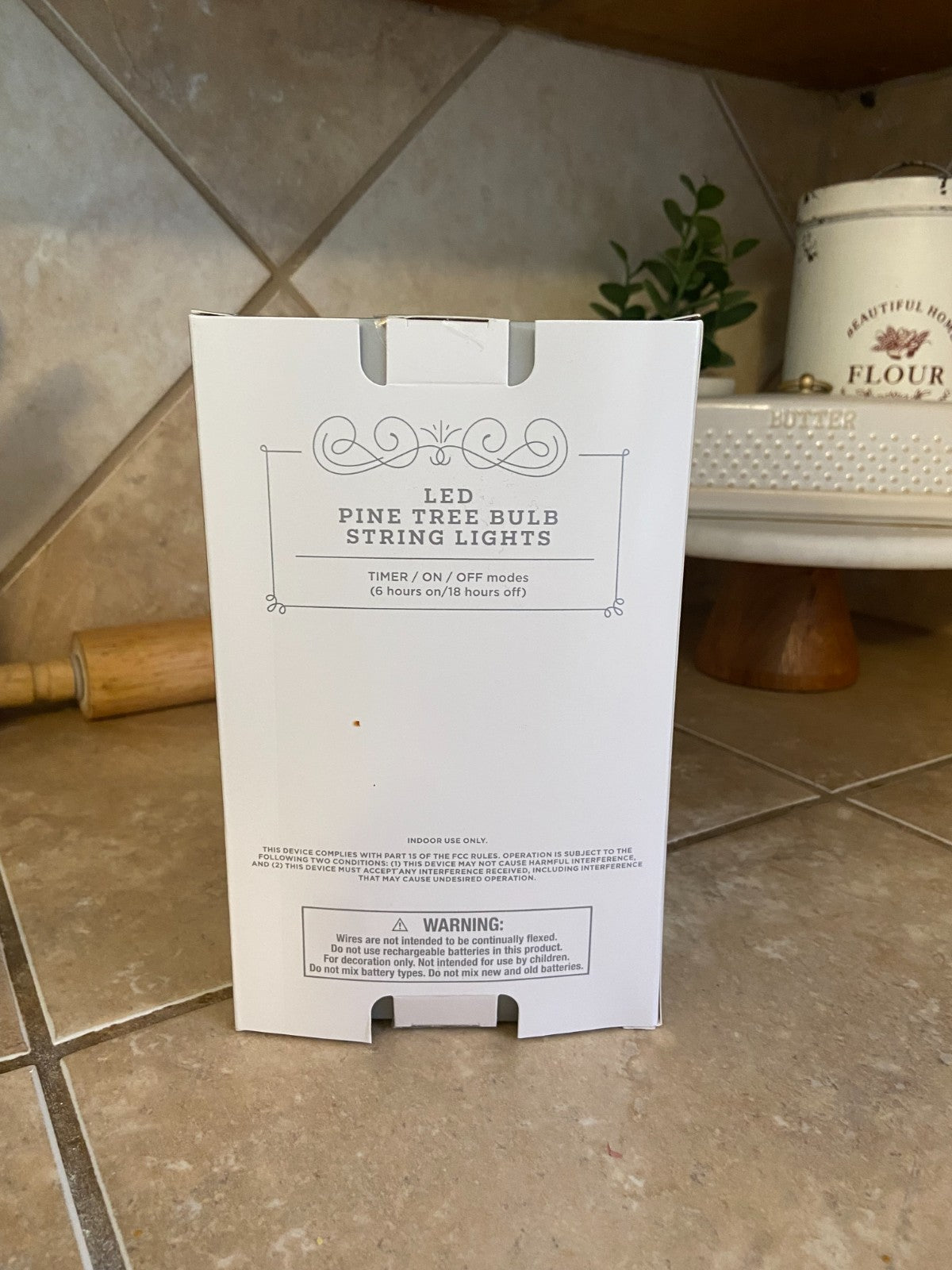 Wondershop Pine Tree String Lights 15 LED Bulbs Battery Operated Christmas Decor