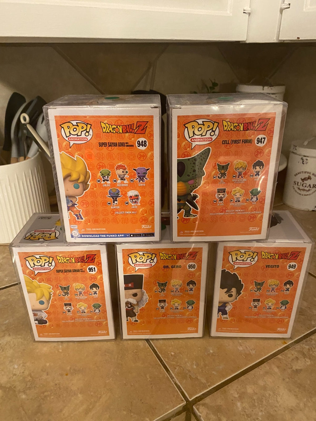 Funko Pop! Dragonball Z Set of 5 Figures #947 - #951 w Protectors