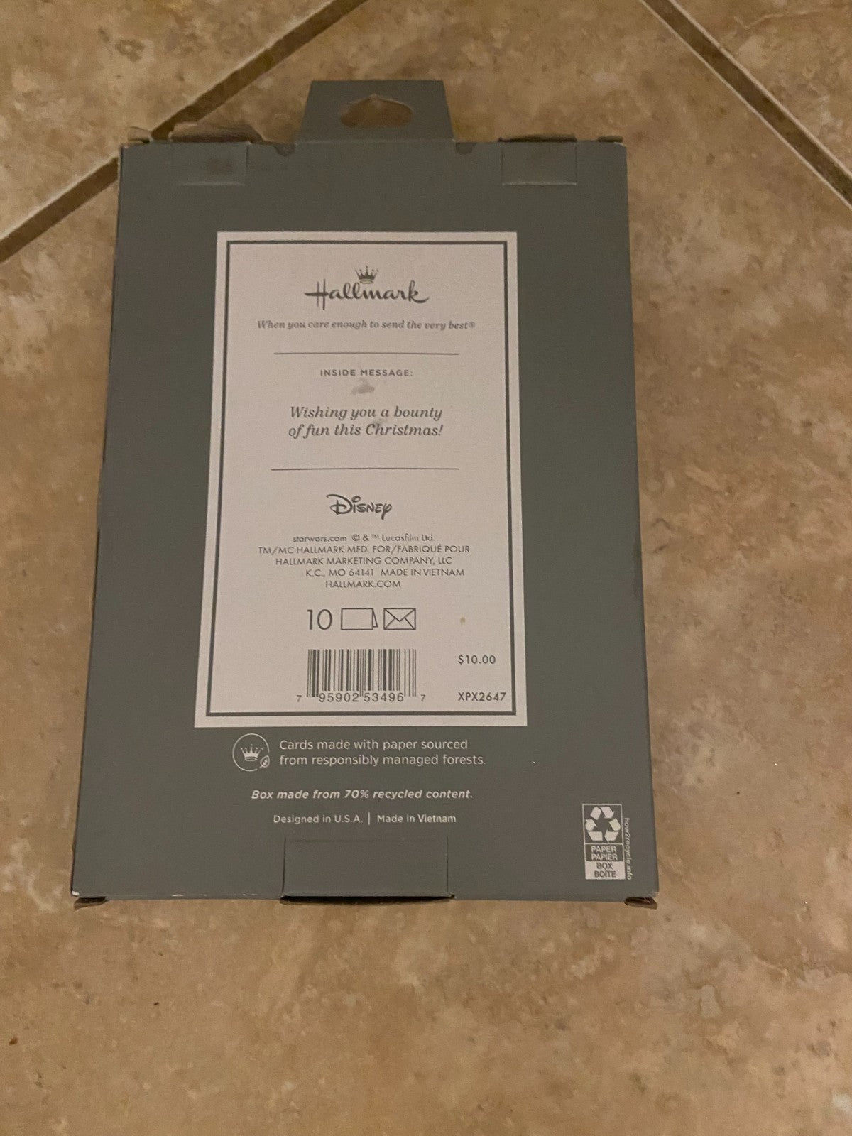 Star Wars Mandalorian Grogu Hallmark  Christmas Cards 10 / Box