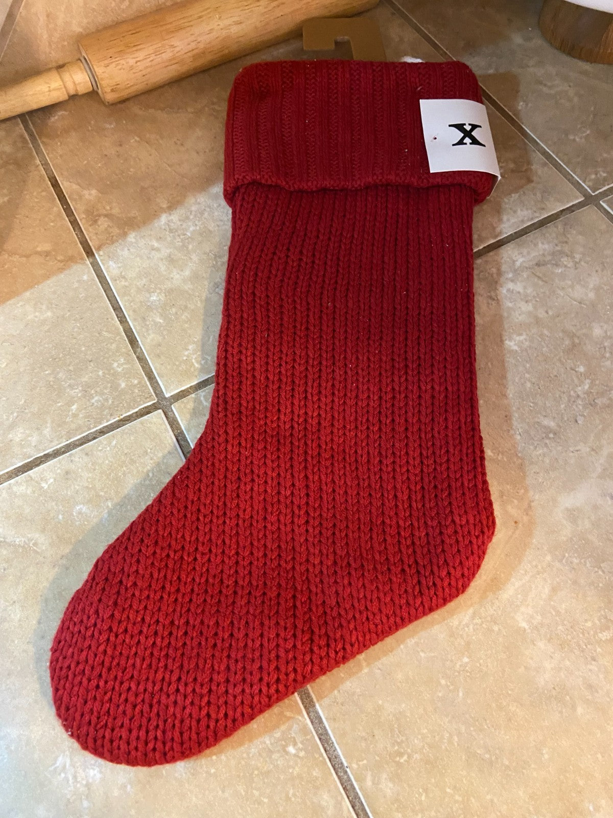 Wondershop Cable Knit Monogram Stocking (Red/White Letter X) X-mas