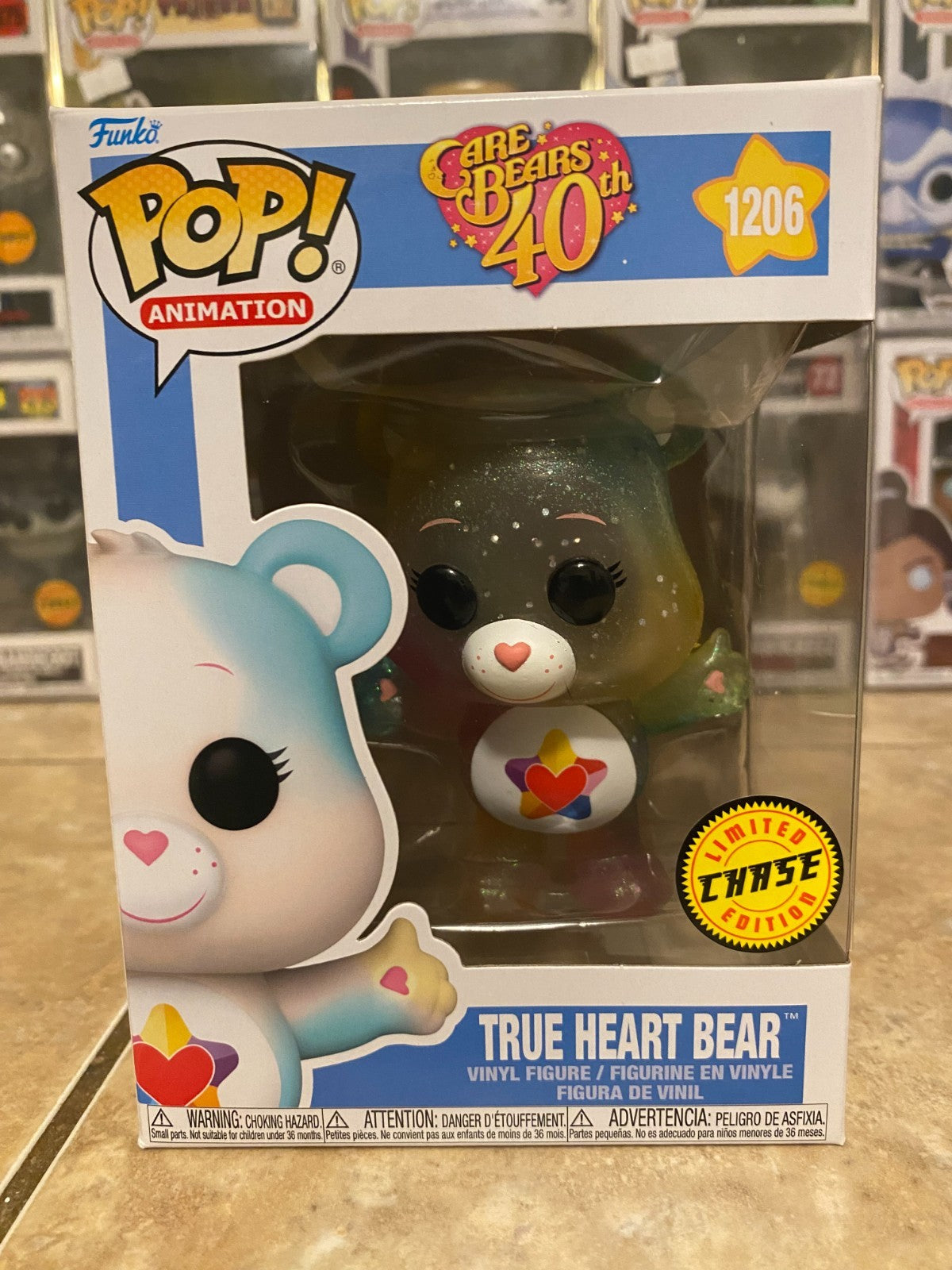Funko POP! Animation Care Bears 40th TRUE HEART BEAR #1206 CHASE w/Box Protector