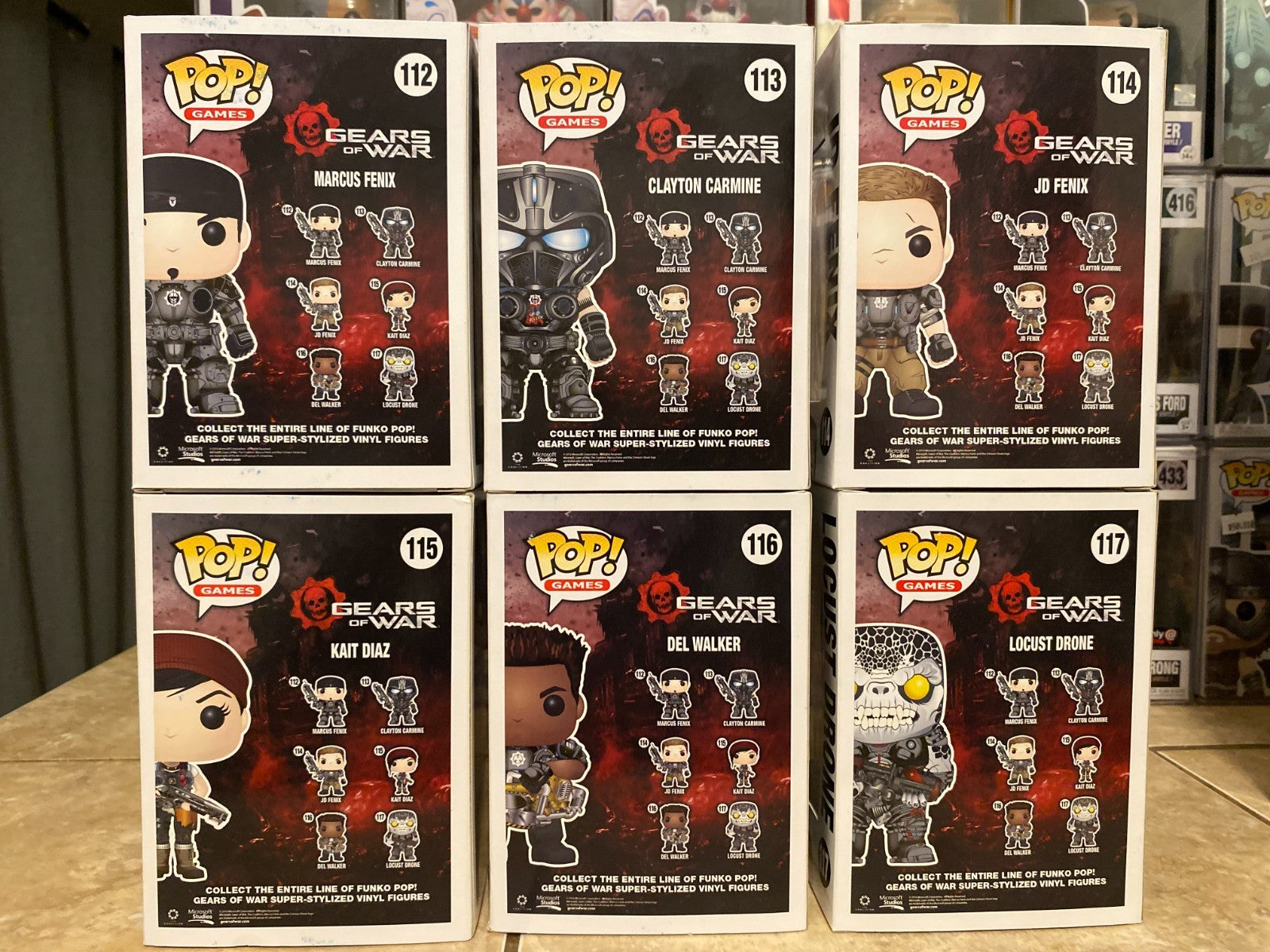 Funko Pop! Gears of War Complete (Common) Wave 1 Set #112-117 w Protectors