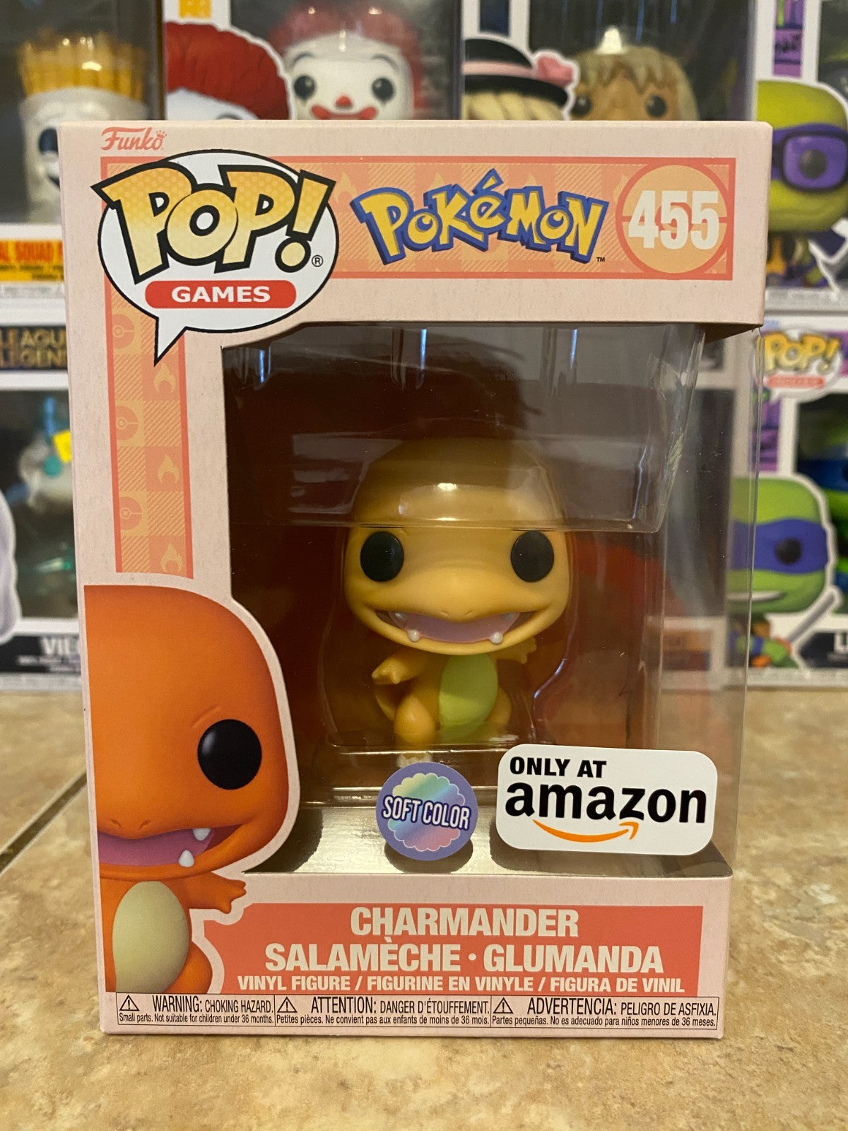 Funko Pop! Pokémon - Charmander (Soft Color/Amazon Exclusive) #455 w Protector