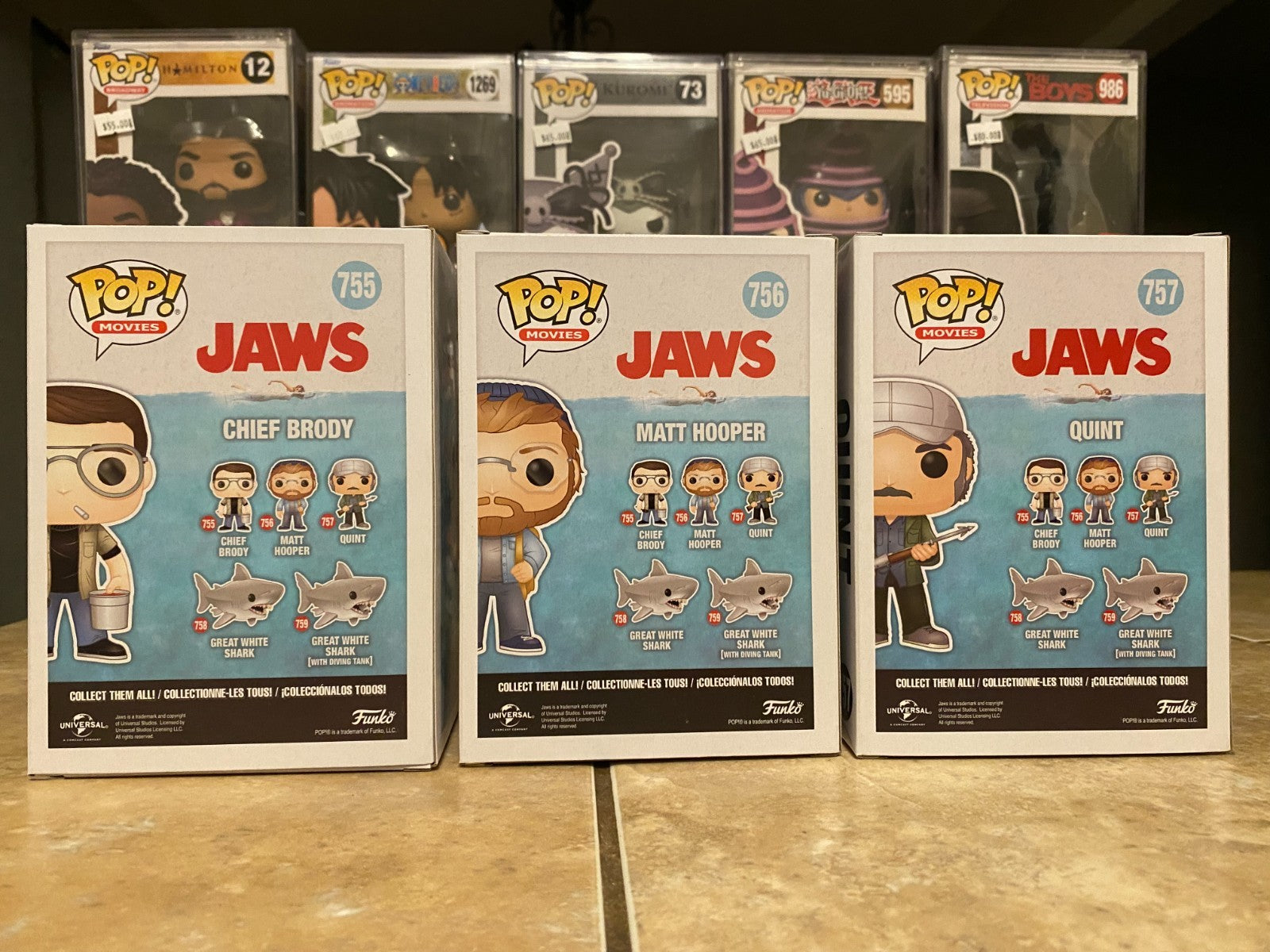 Funko Pop! Movies: Jaws Cast Set of 3 Figures 755-757 w Protectors
