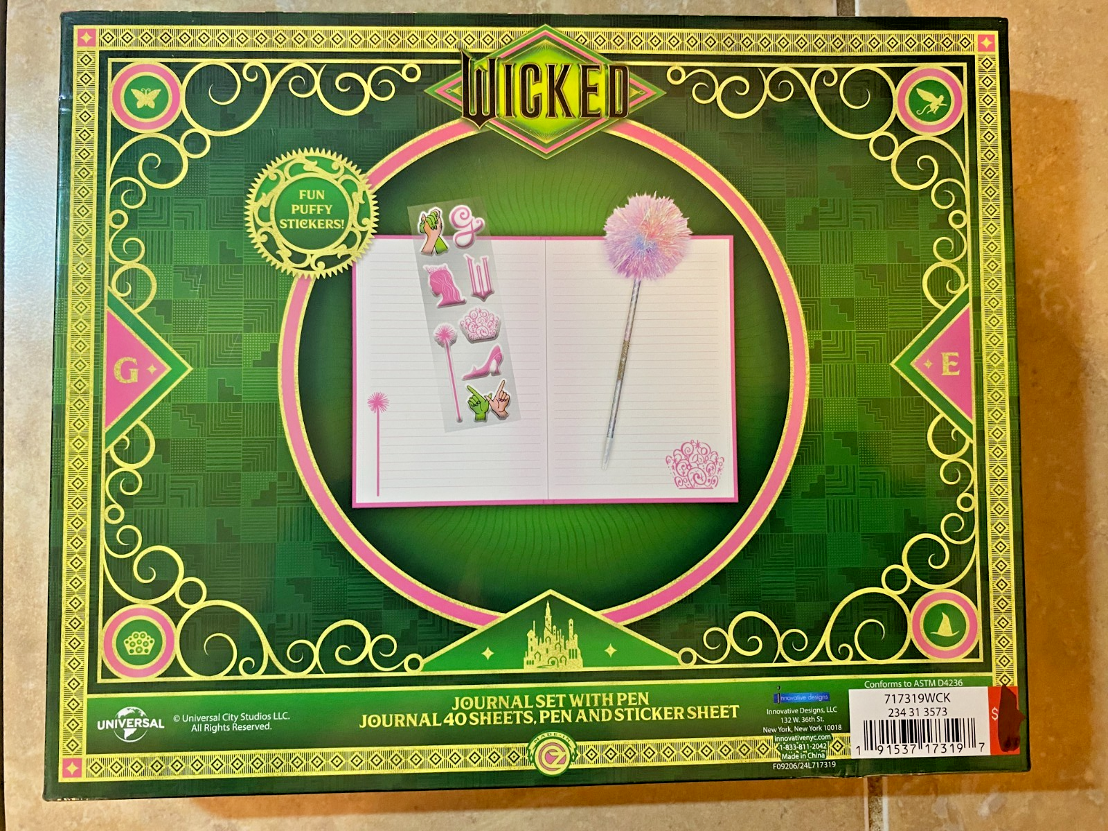 Wicked Galinda Puffy Pen & Stickers Set with 40 Sheet Journal