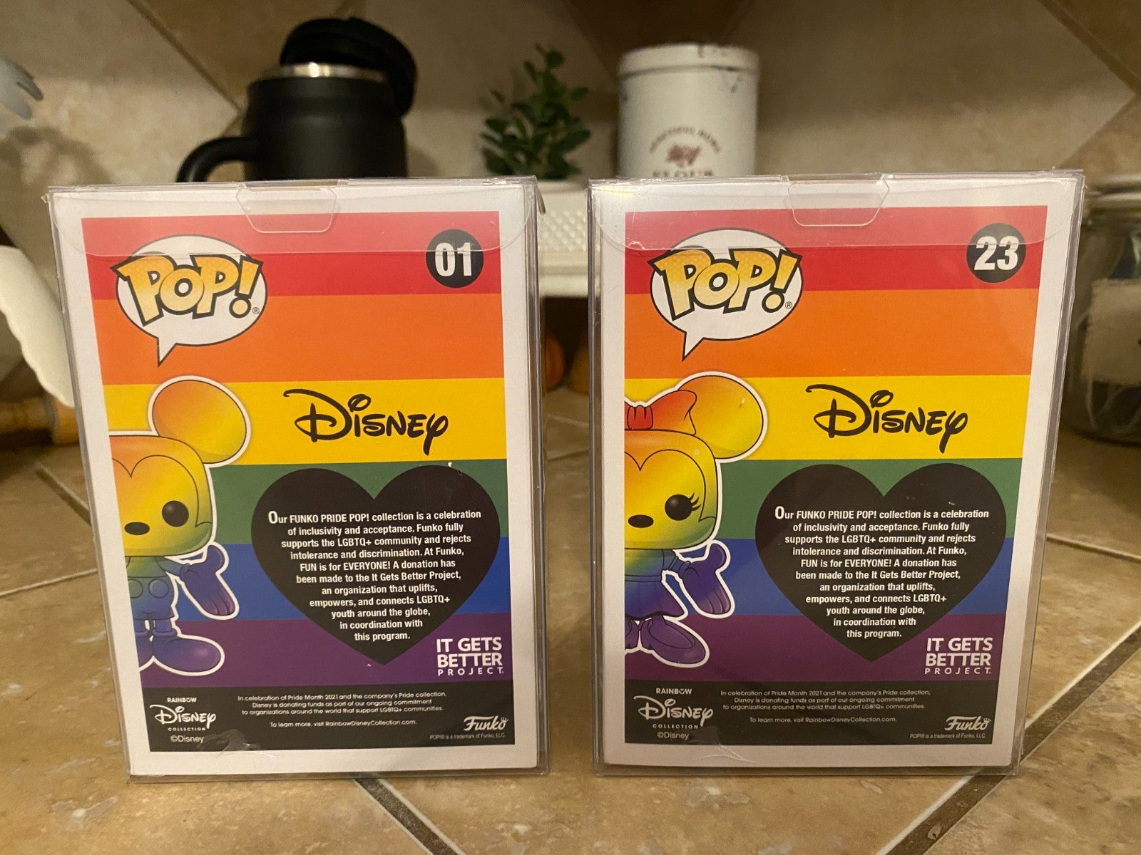 Mickey Mouse Pop #01 & Minnie Mouse Pop #23 Funko Pop Set Exclusive Pride Pops