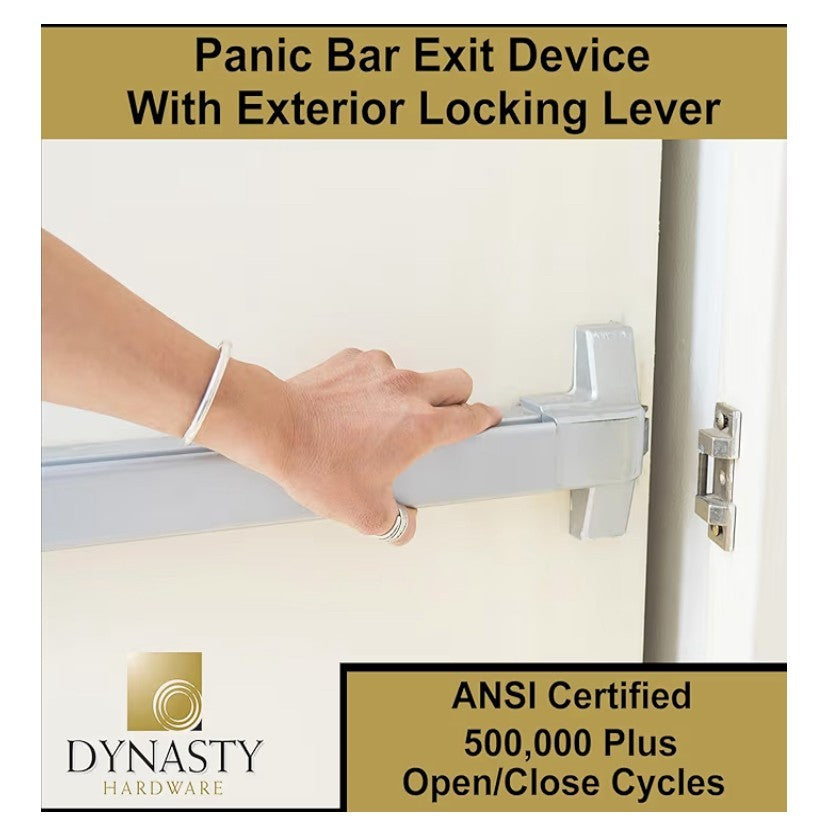 Dynasty Hardware DYN-500P-36-AL-06 Push Bar Panic Exit Device & Exterior Lever