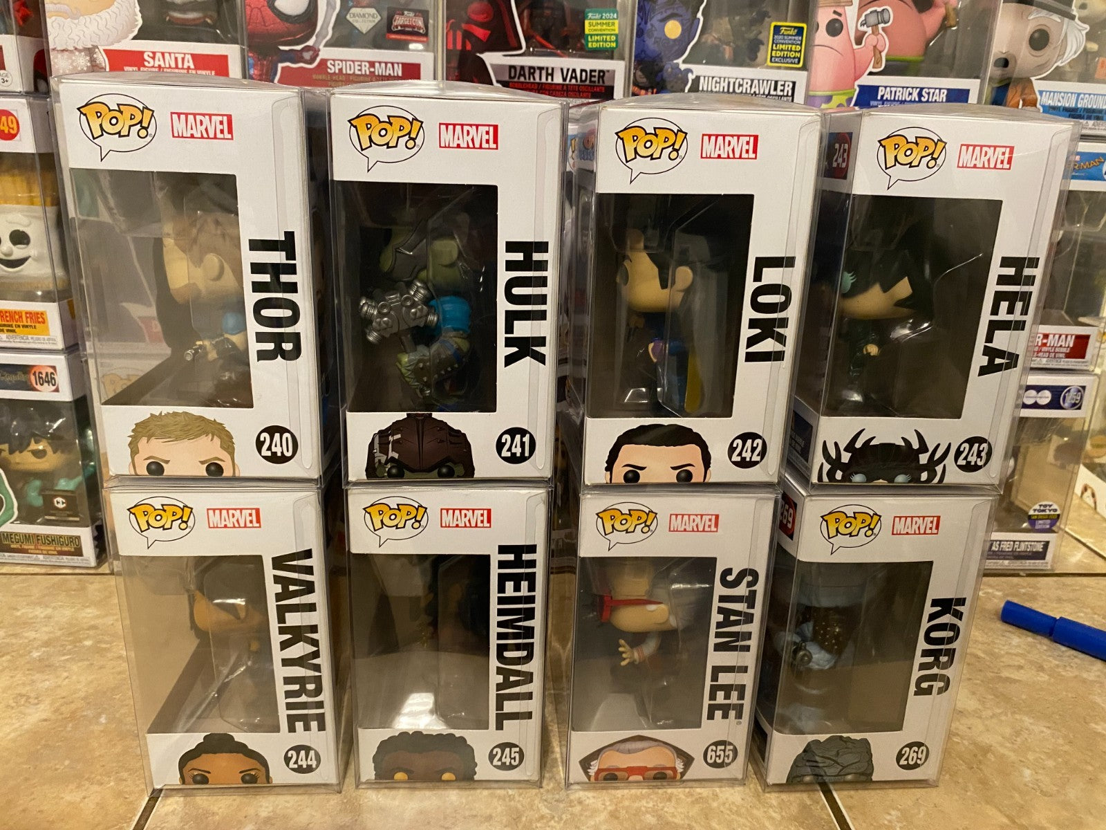 Funko Pop! Thor Ragnarok Full (8pc Common) Set w Protectors