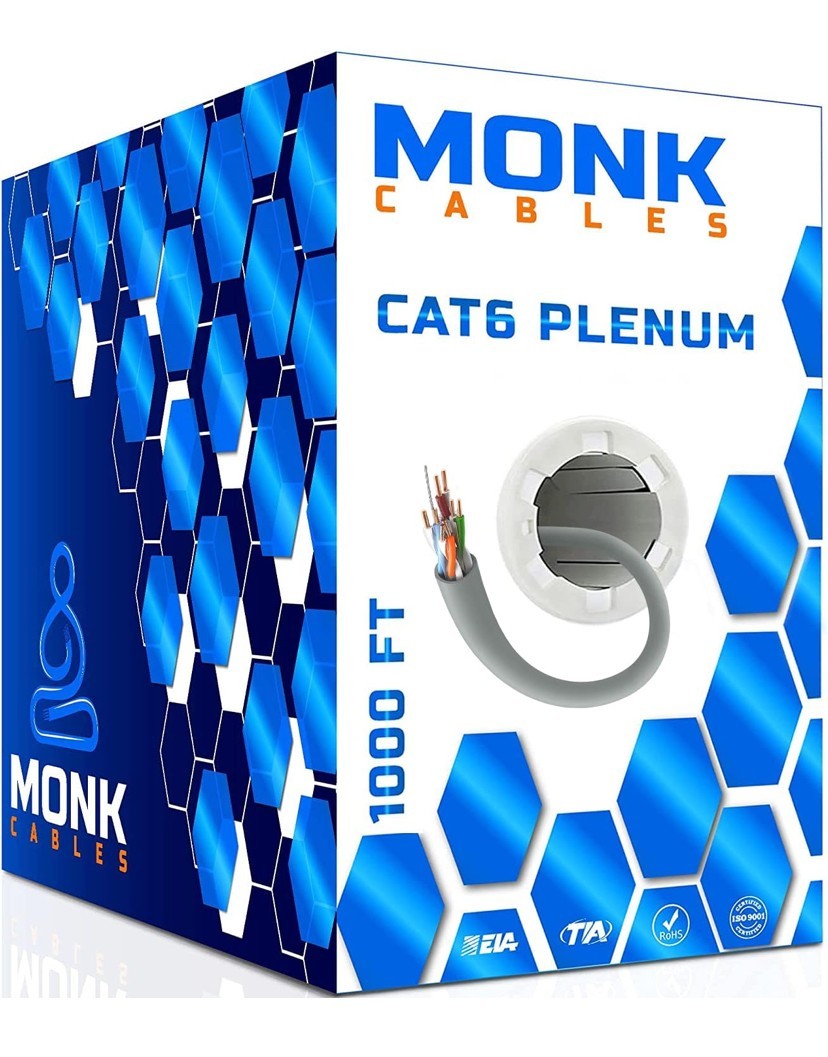 MONK CABLES CAT6 Plenum Cable 1000ft UTP